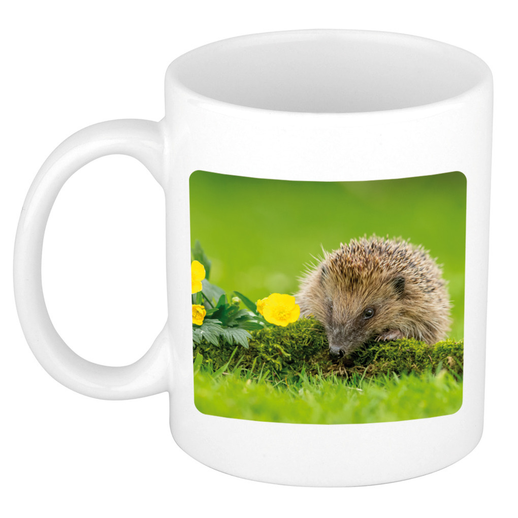 Dieren foto mok egel - egels beker wit 300 ml -