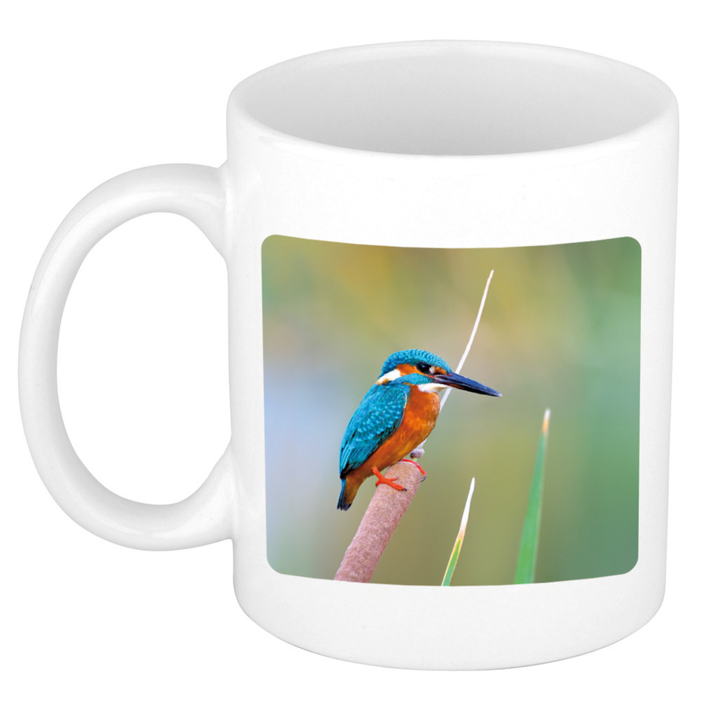 Dieren foto mok ijsvogel - vogels beker wit 300 ml -