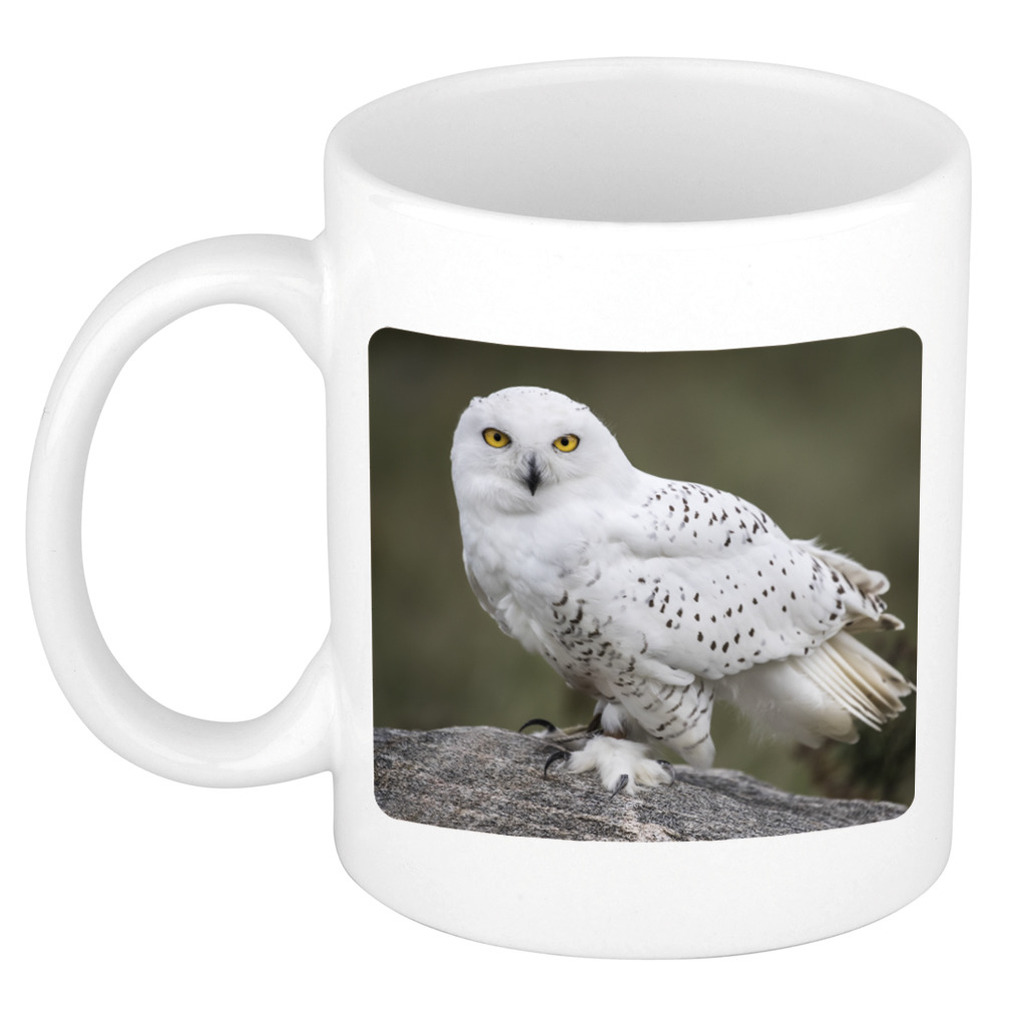 Dieren foto mok sneeuwuil - uilen beker wit 300 ml -