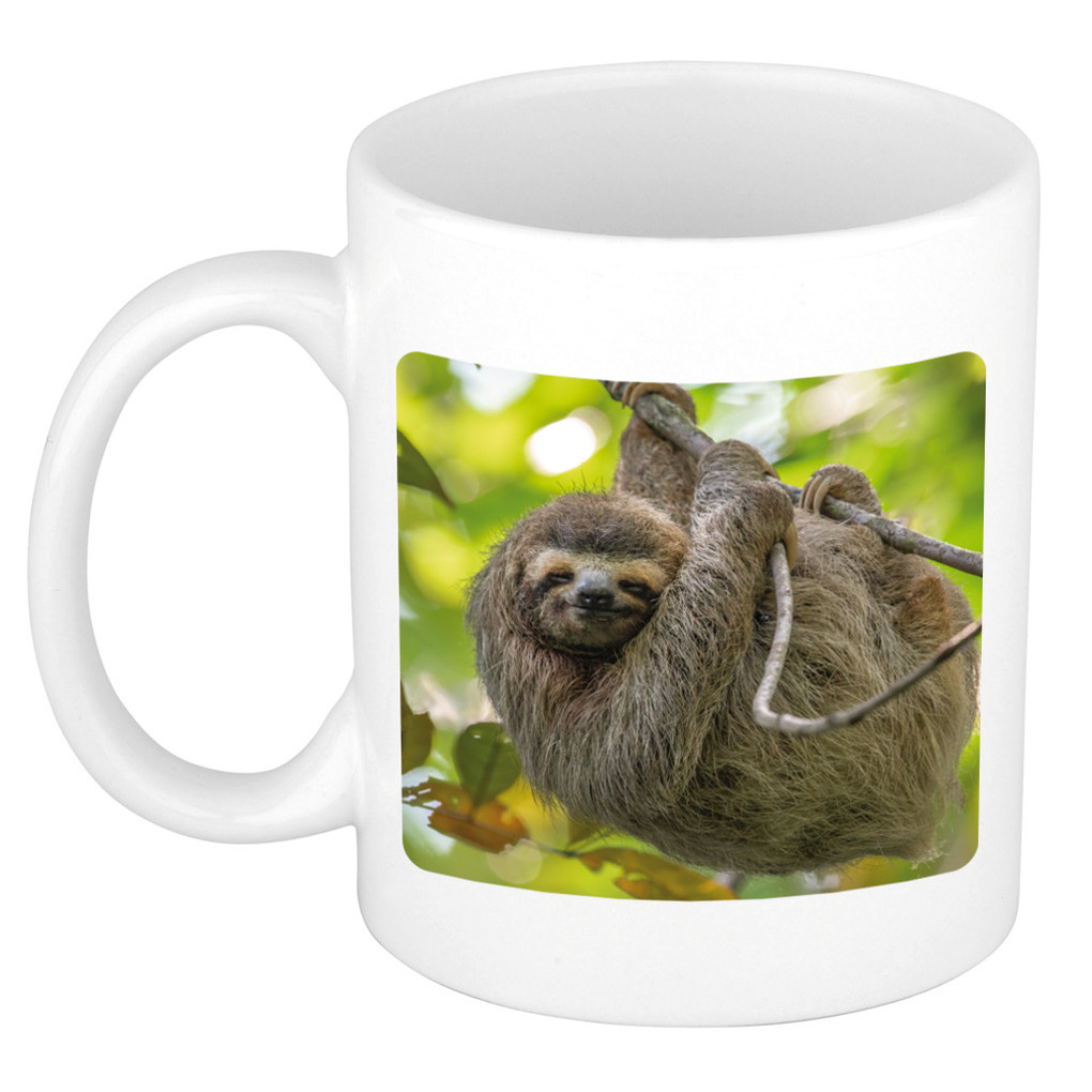Dieren foto mok luiaard - luiaards beker wit 300 ml -