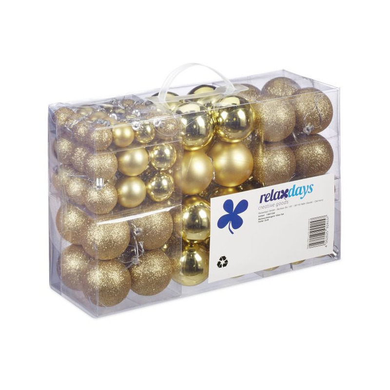 Relaxdays Kerstballen - 100x st - goud - D3, D4, D6 cm - kunststof -