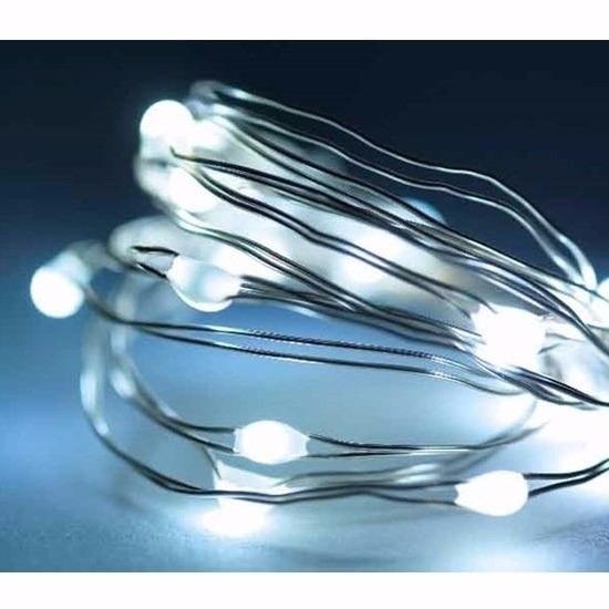 Lumineo draadverlichting - 3x pakjes - 20 led lampjes - helder wit - 95 cm - lichtdraad - zilver -
