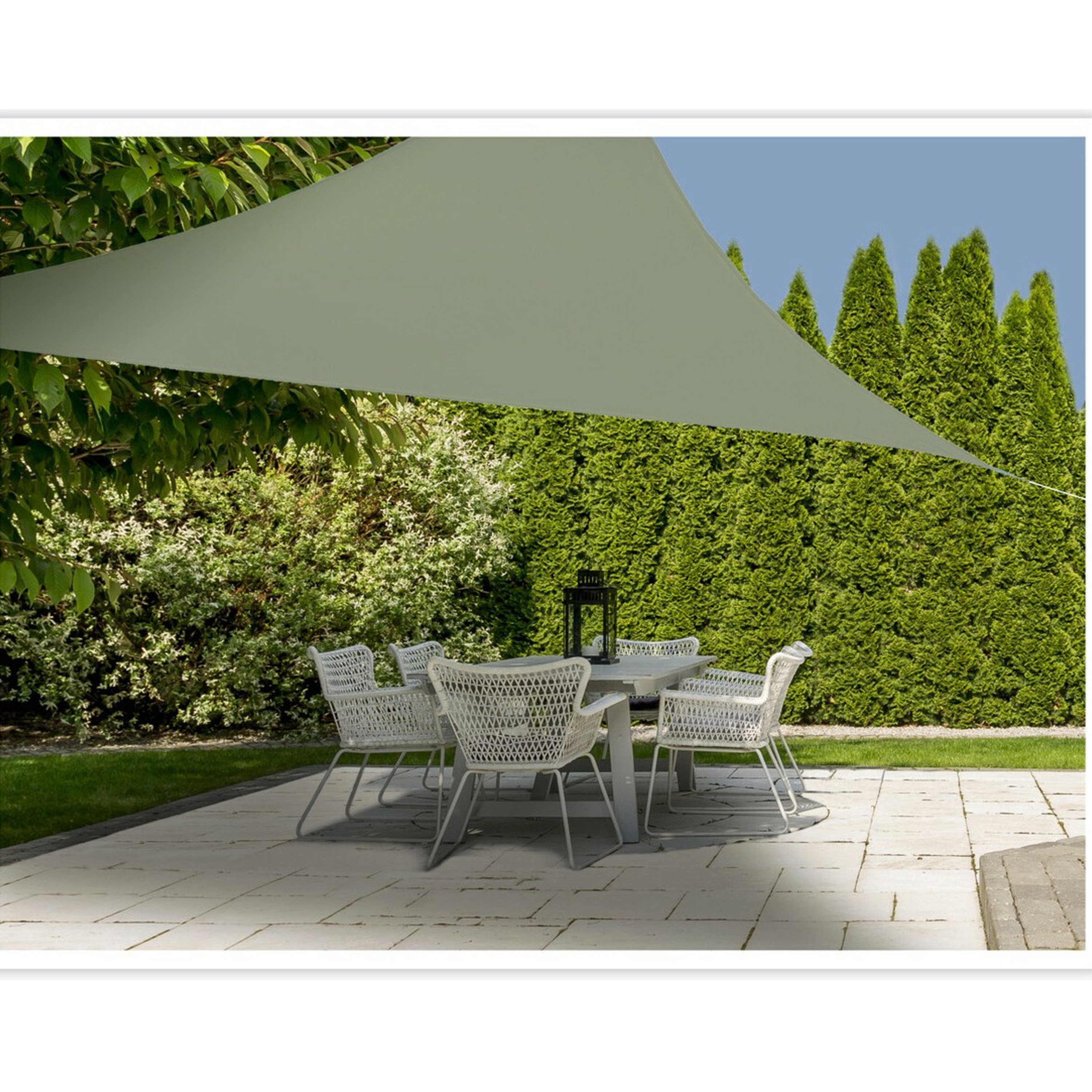 Set van 2x stuks schaduwdoeken/zonneschermen driehoek groen 3,6 x 3,6 x 3,6 meter -