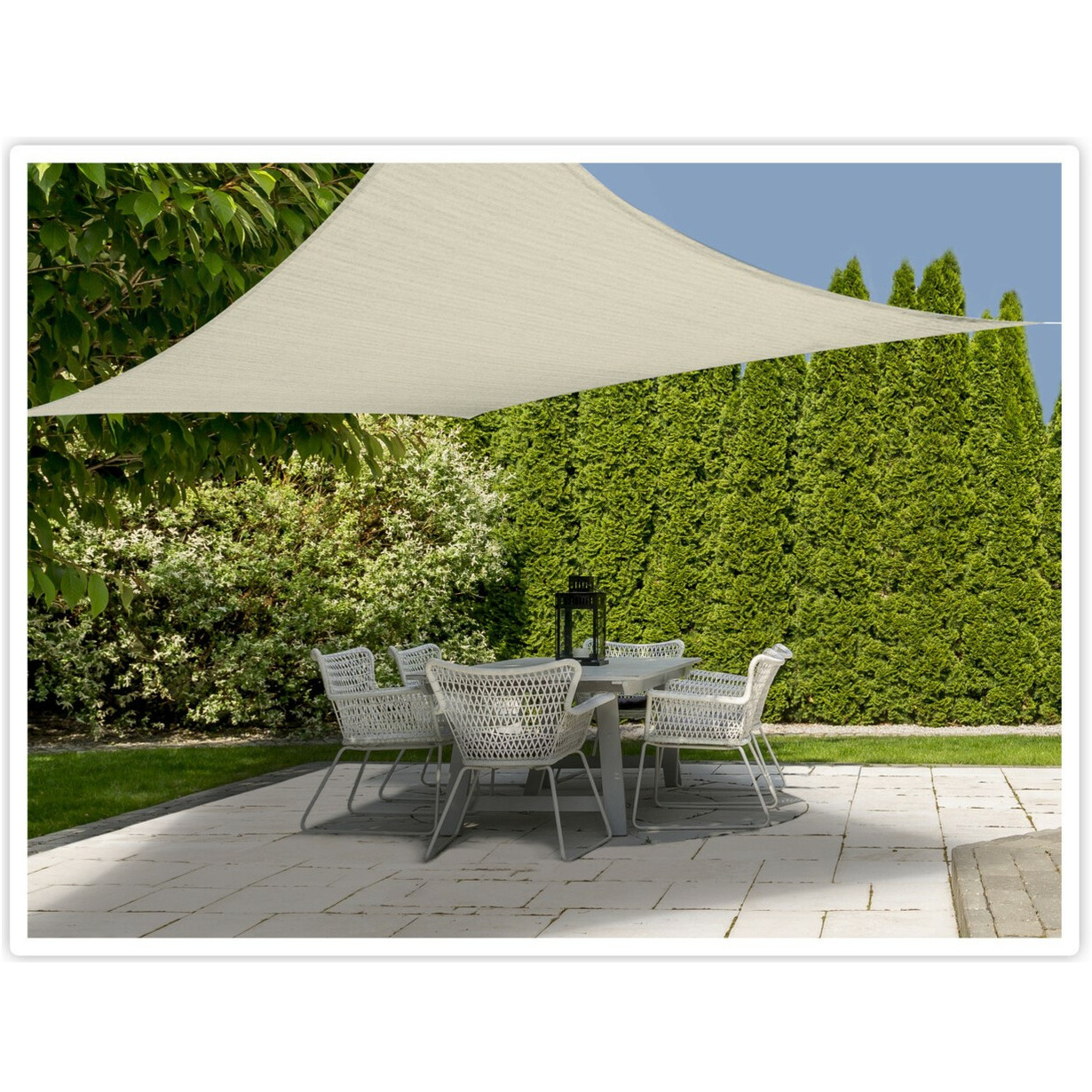 Schaduwdoek - gebroken wit - 3 x 3 meter - vierkant - zonnescherm -