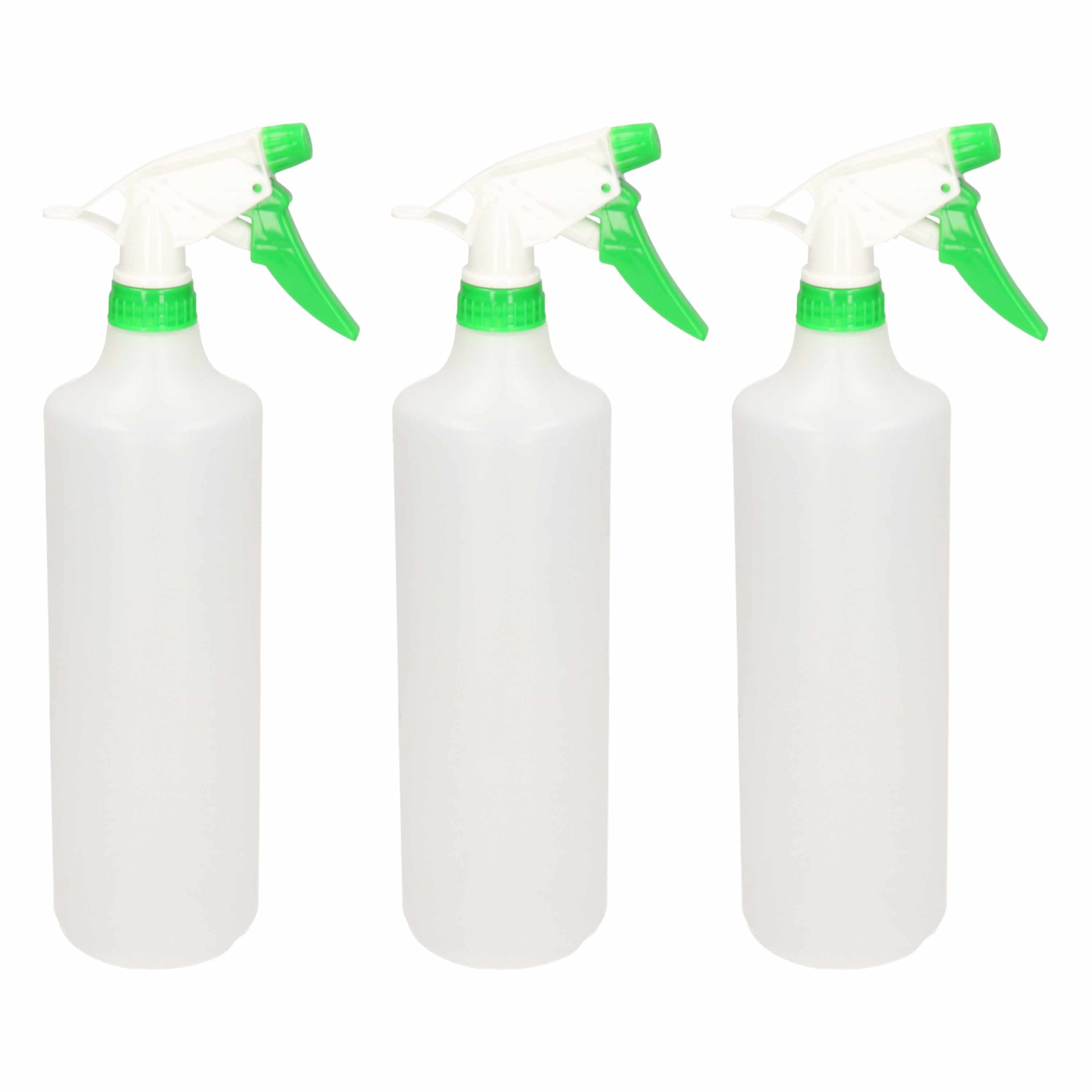 3x Waterverstuivers/plantenspuiten groen/witte spraykop 1 liter -