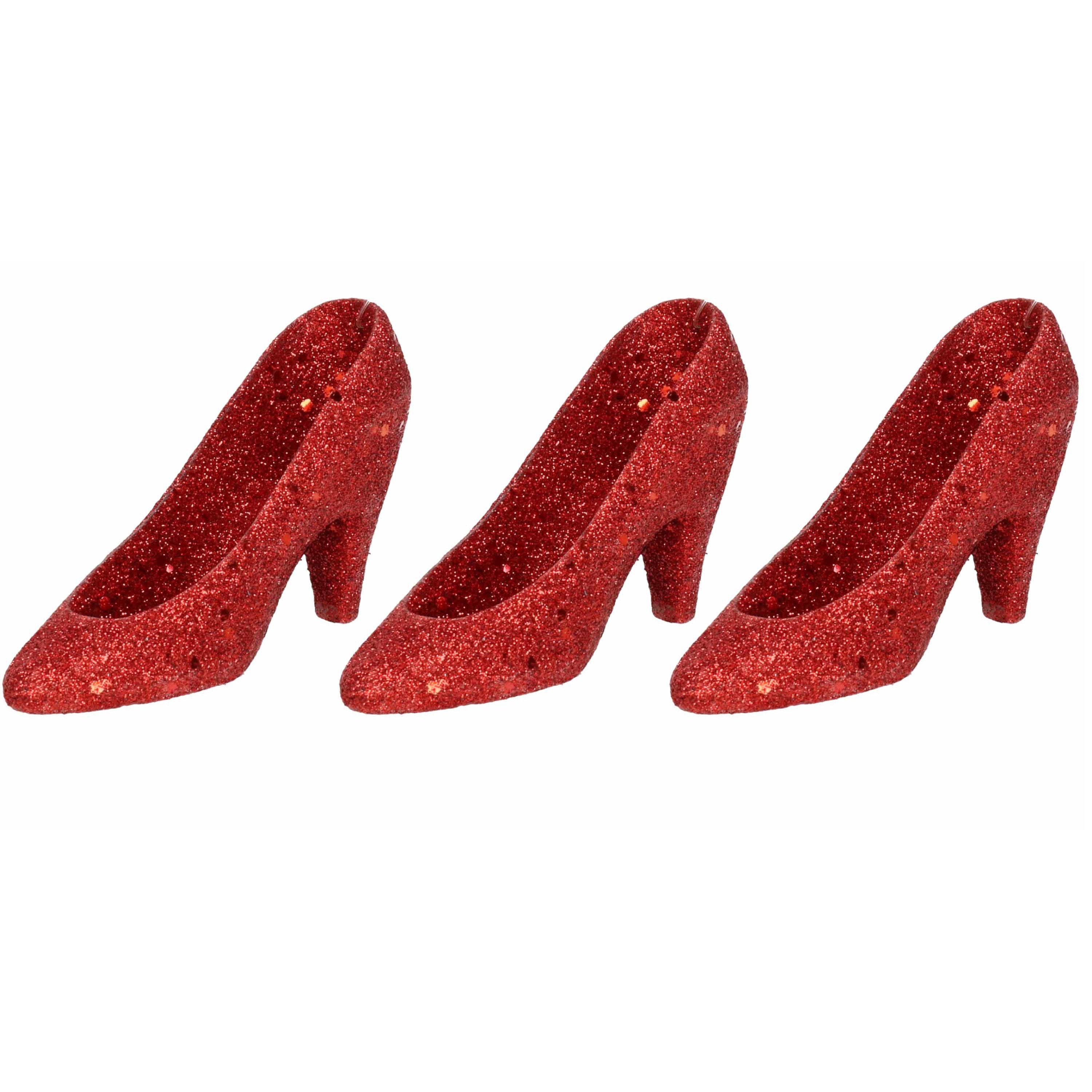 6x Kersthangers rode hakken/pumps 10 cm kerstboomversiering -