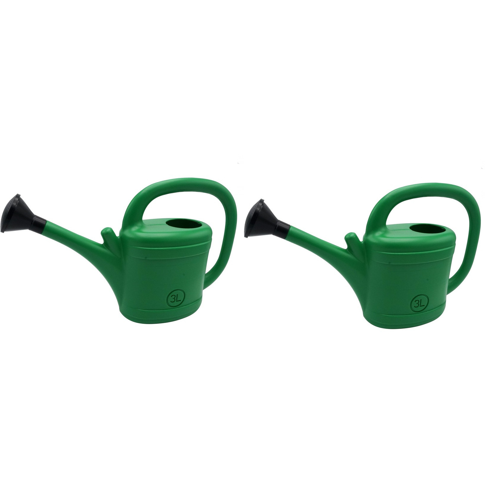 Set van 2x stuks gieters 3 liter groen met broeskop/sproeikop -