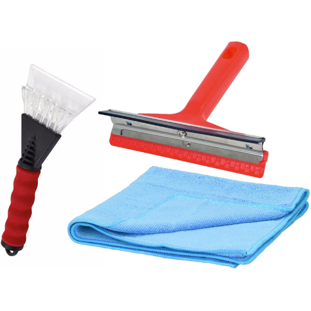 IJskrabber autoramen set - raamwisser, ijskrabber met condensdoek -