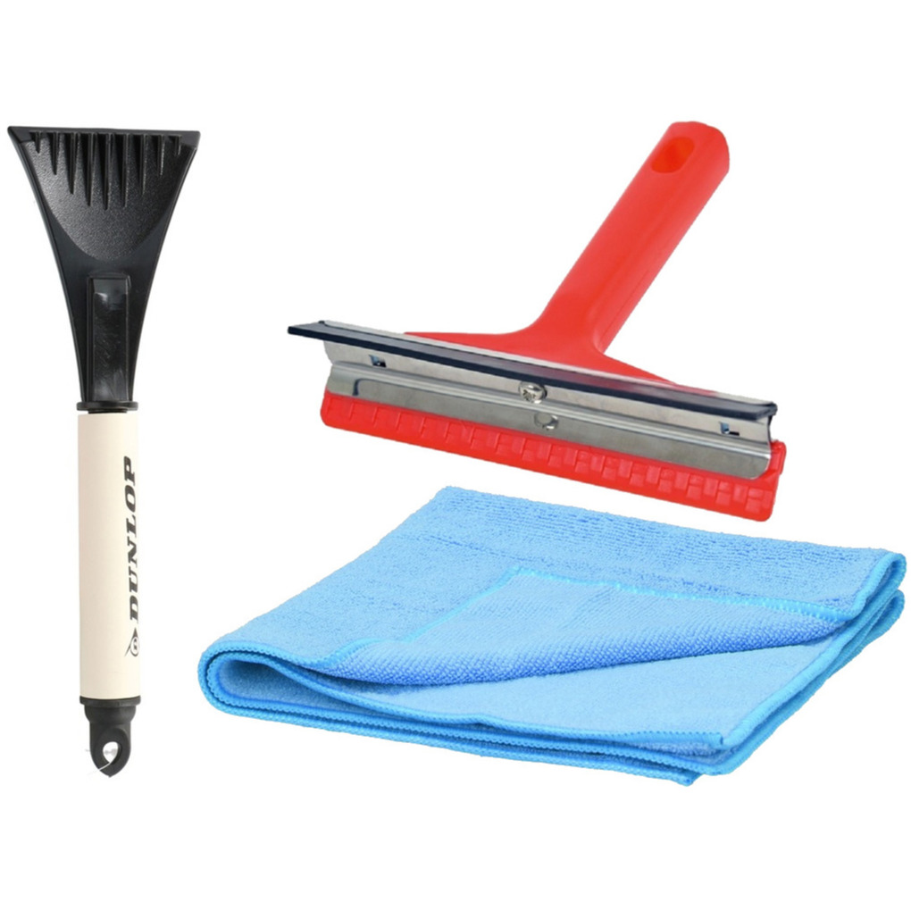 IJskrabber autoramen set - raamwisser, ijskrabber met condensdoek -