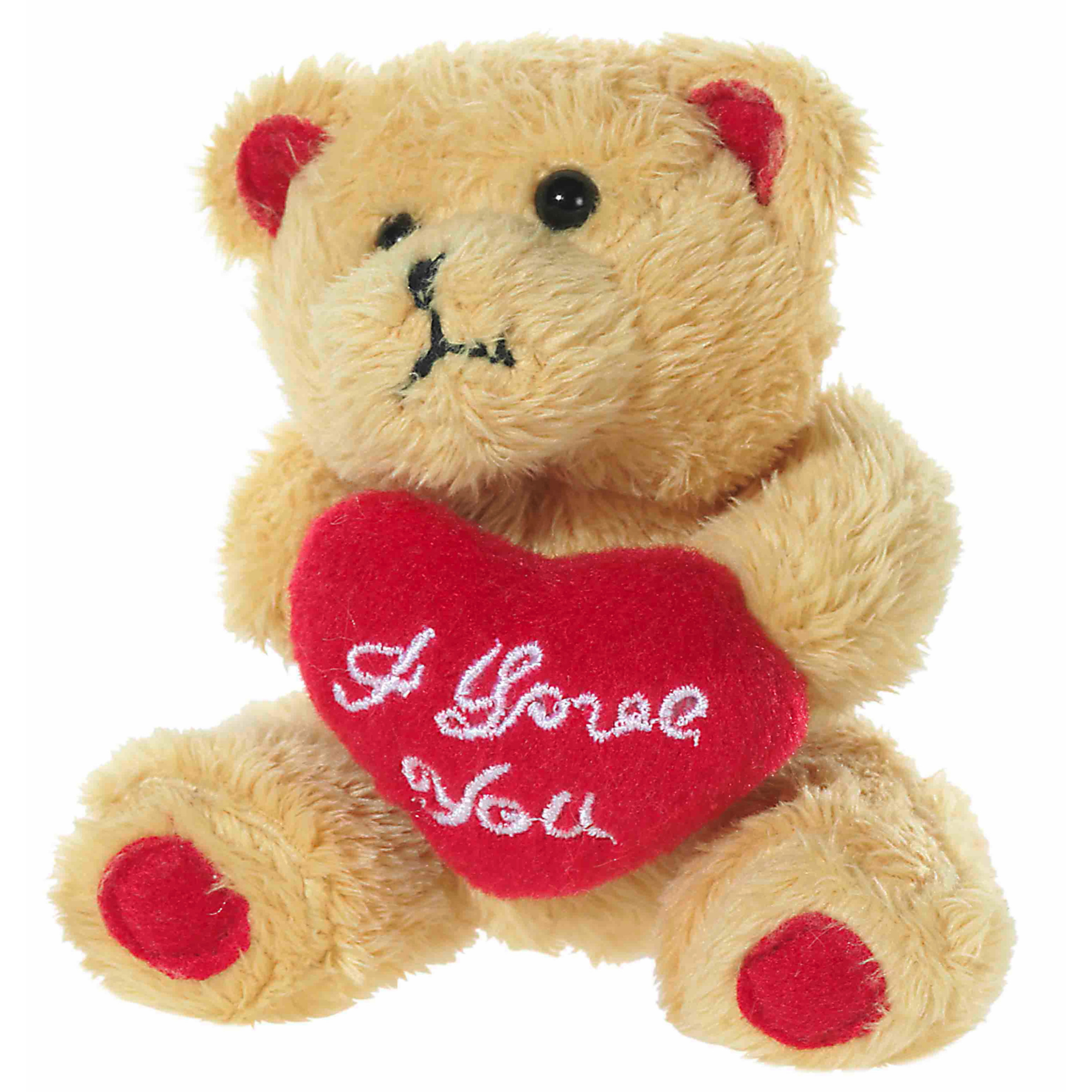 Heunec Knuffel beertje - bruin - met I Love You hartje - van 10 cm - Valentijnsdag cadeau -