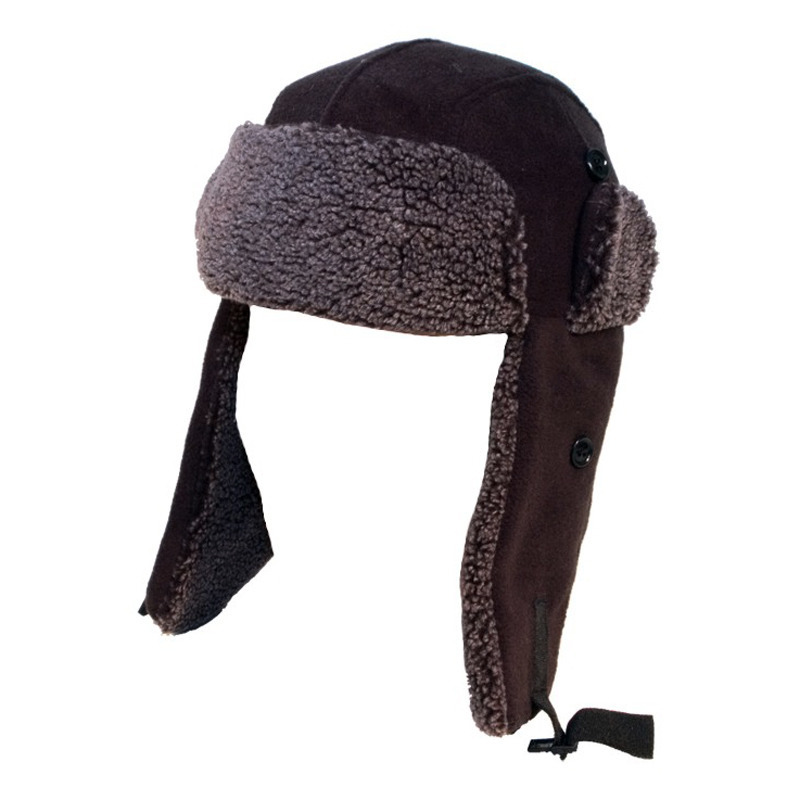 Russische oorflappen muts zwart fleece voor volwassenen 61 cm -