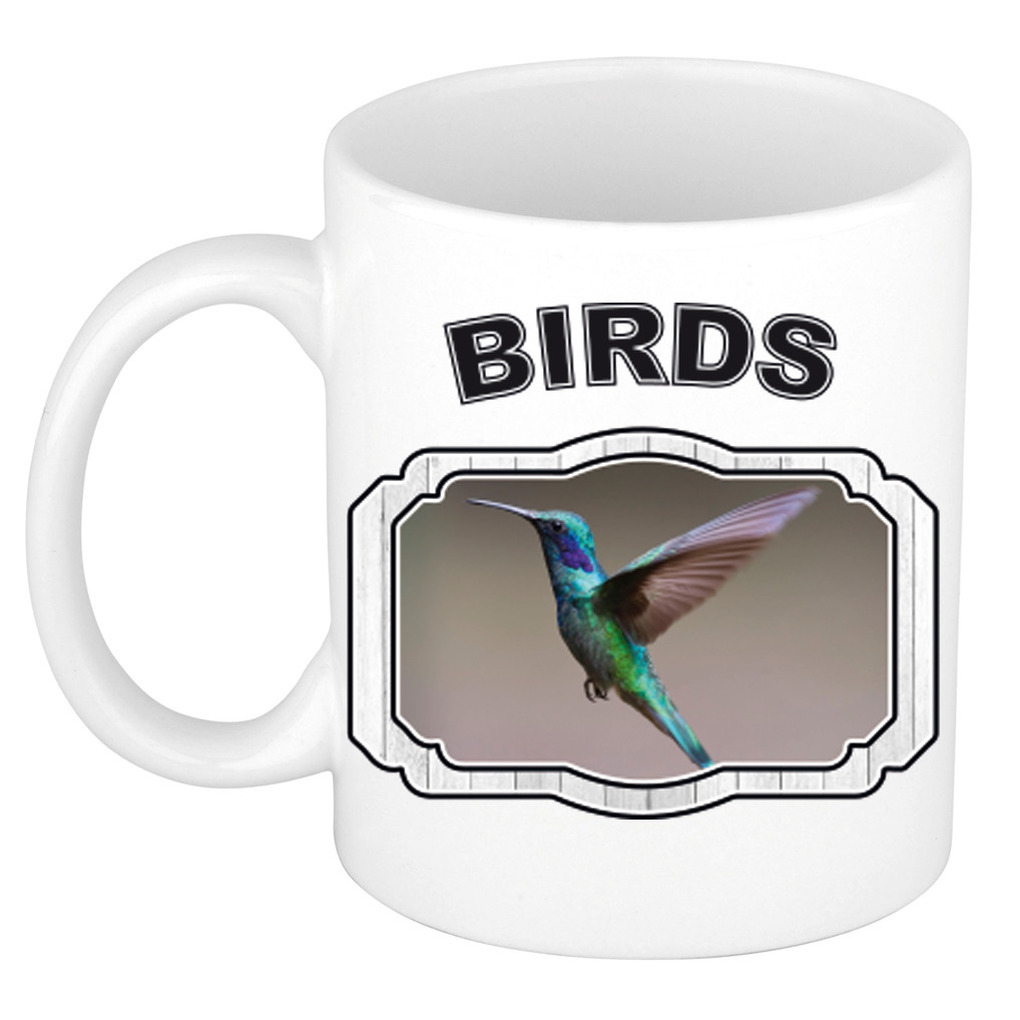 Dieren kolibrie vogel vliegend beker - birds/ vogels mok wit 300 ml -