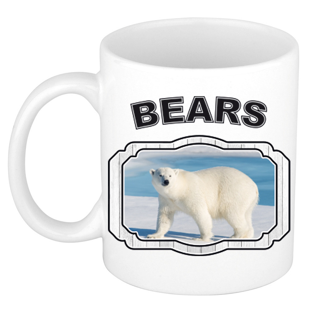 Dieren grote ijsbeer beker - bears/ ijsberen mok wit 300 ml -
