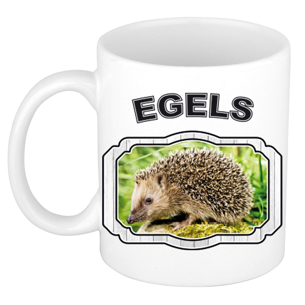 Dieren egel beker - egels/ egels mok wit 300 ml -