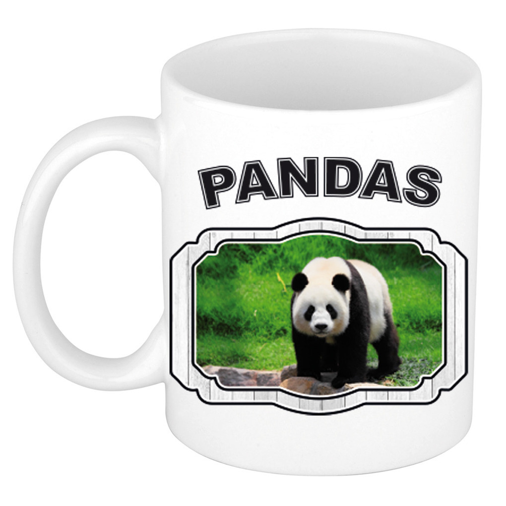 Dieren grote panda beker - pandas/ pandaberen mok wit 300 ml -