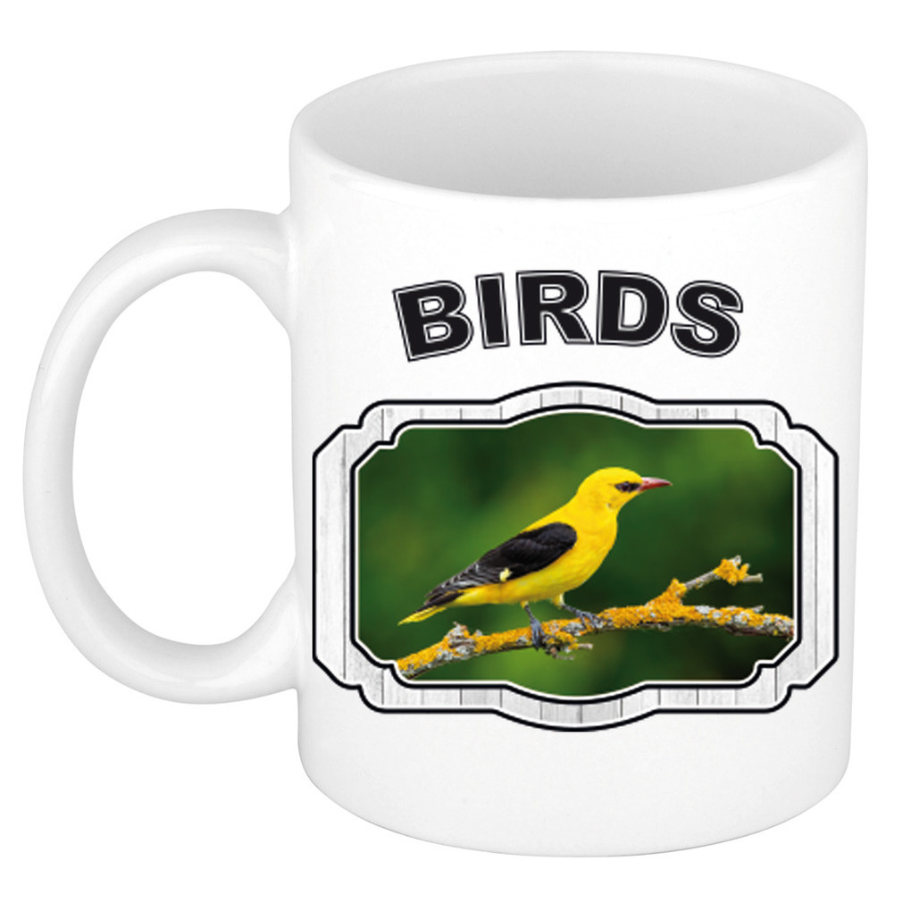 Dieren wielewaal vogel beker - birds/ vogels mok wit 300 ml -
