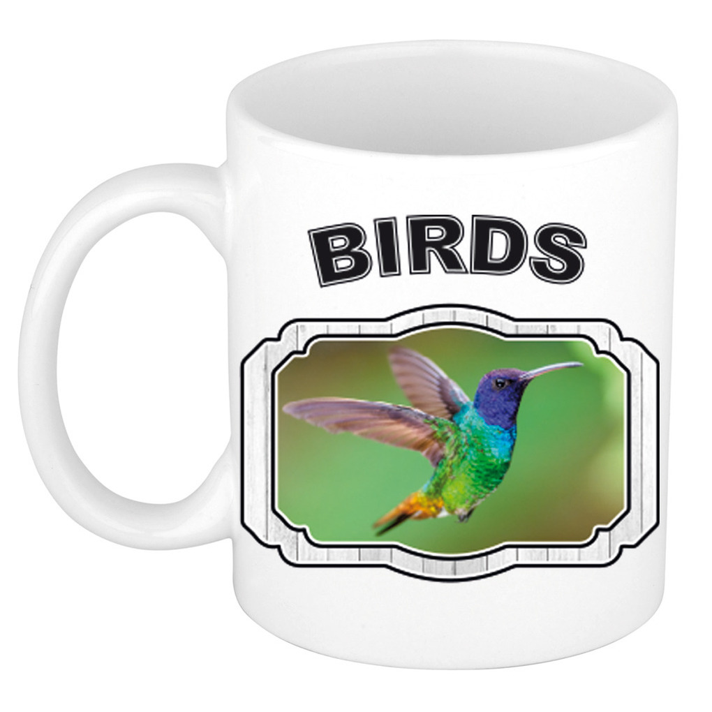 Dieren kolibrie vogel beker - birds/ vogels mok wit 300 ml -