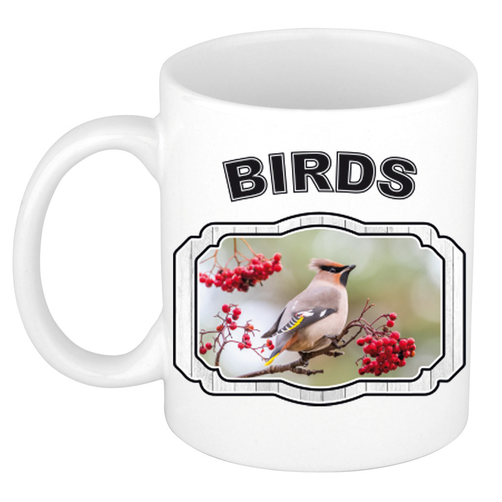 Dieren pestvogel beker - birds/ vogels mok wit 300 ml -