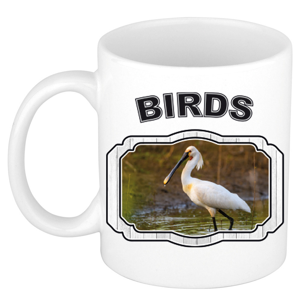 Dieren lepelaar vogel beker - birds/ vogels mok wit 300 ml -