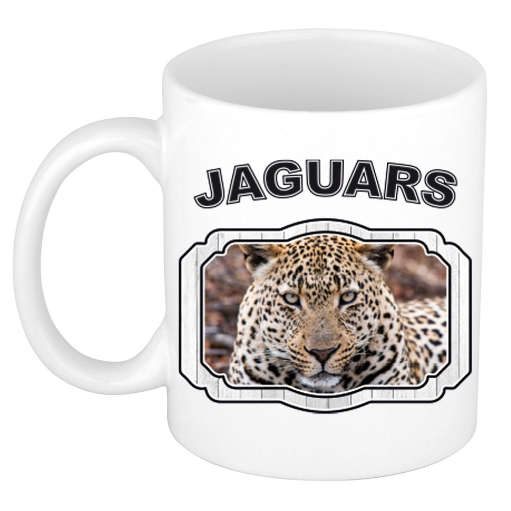 Dieren gevlekte jaguar beker - jaguars/ jaguars mok wit 300 ml -