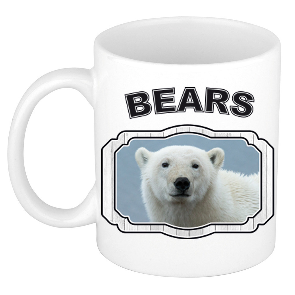 Dieren witte ijsbeer beker - bears/ ijsberen mok wit 300 ml -