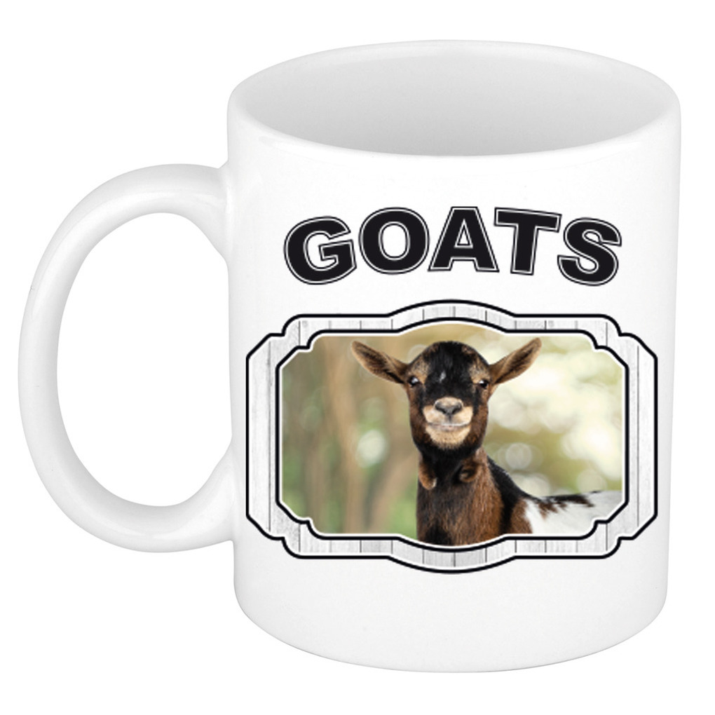Dieren gevlekte geit beker - goats/ geiten mok wit 300 ml -