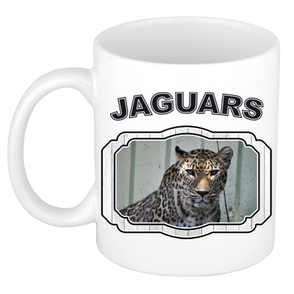 Dieren jaguar beker - jaguars/ jaguars mok wit 300 ml -