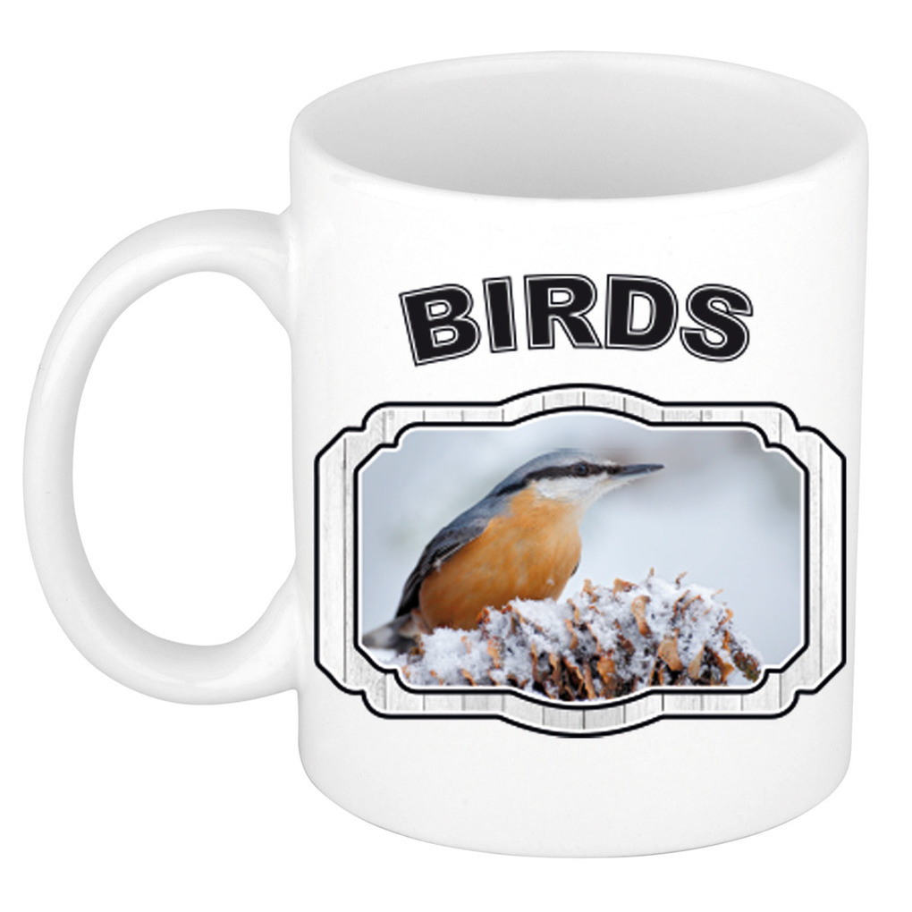 Dieren boomklever vogel beker - birds/ vogels mok wit 300 ml -