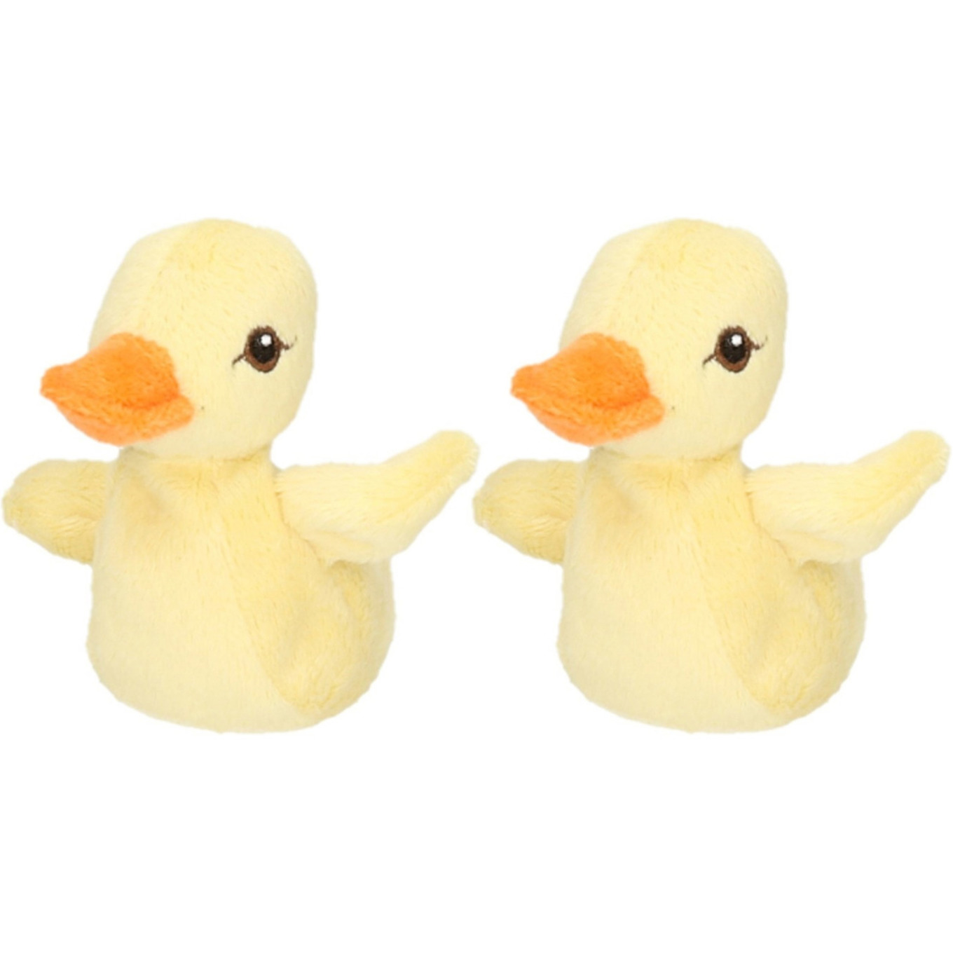 Nature Planet Kleine Knuffel eendjes - 2x stuks - geel - 10 cm - kinder speelgoed -