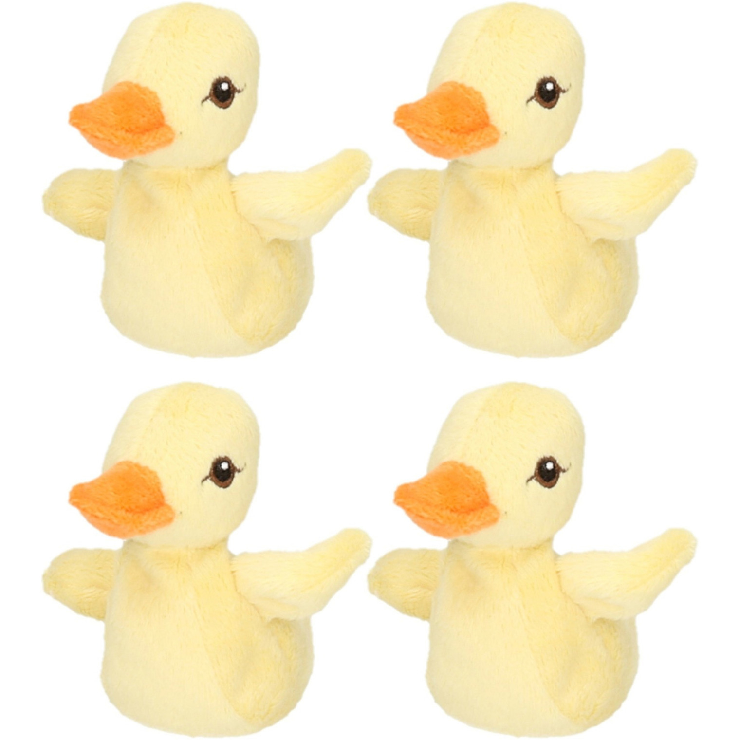 Nature Planet Kleine Knuffel eendjes - 4x stuks - geel - 10 cm - kinder speelgoed -