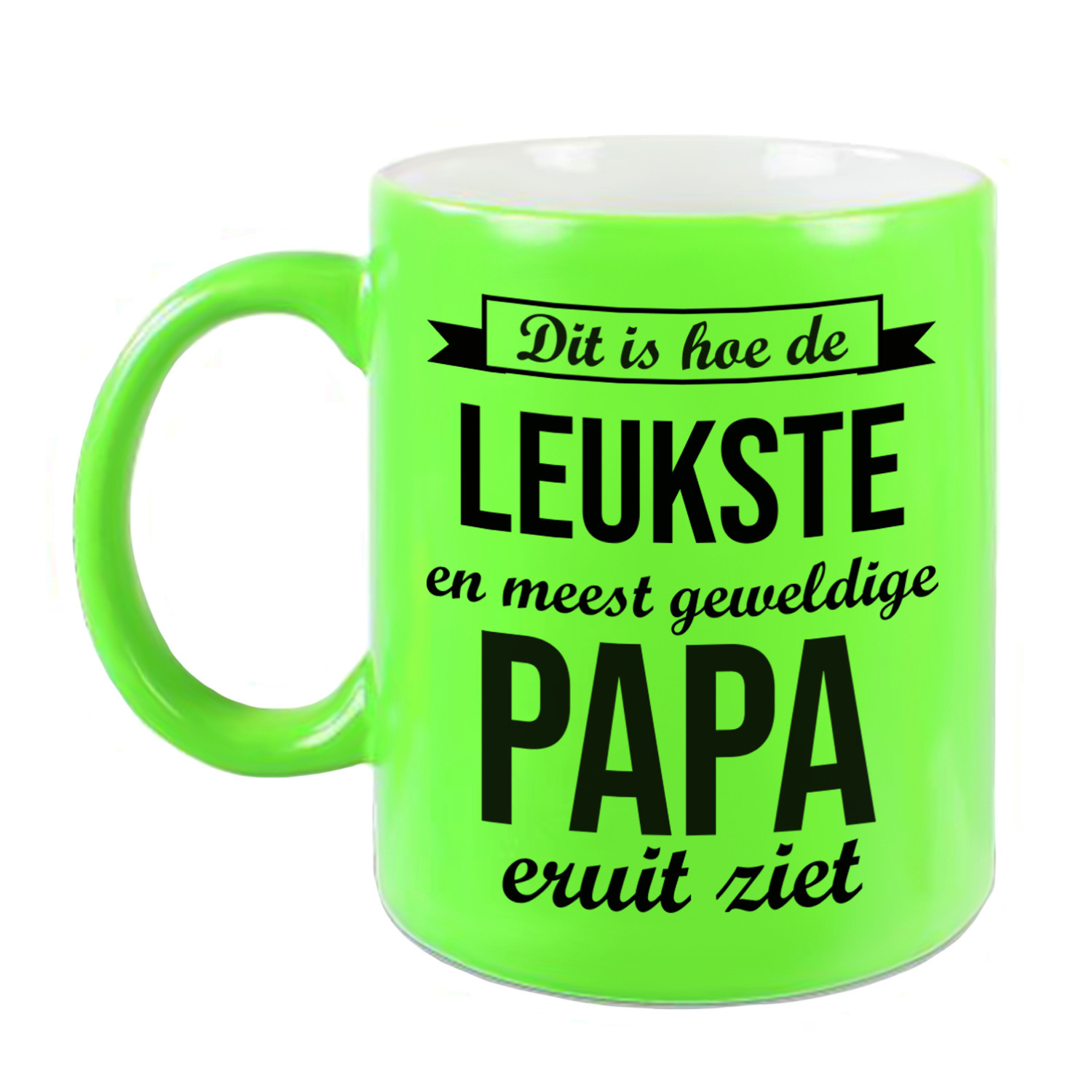 Leukste en meest geweldige papa cadeau koffiemok / theebeker neon groen 330 ml -