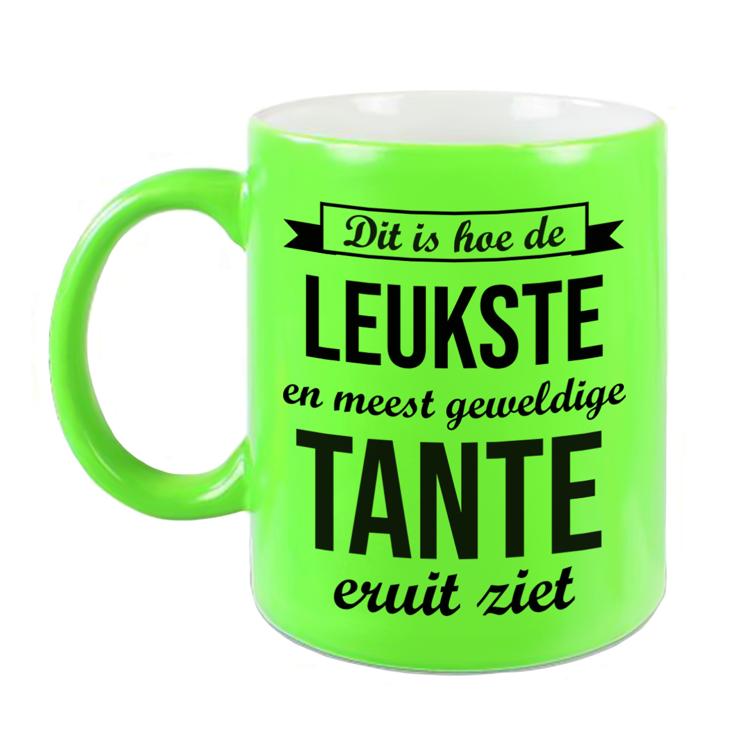 Leukste en meest geweldige tante cadeau koffiemok / theebeker neon groen 330 ml -