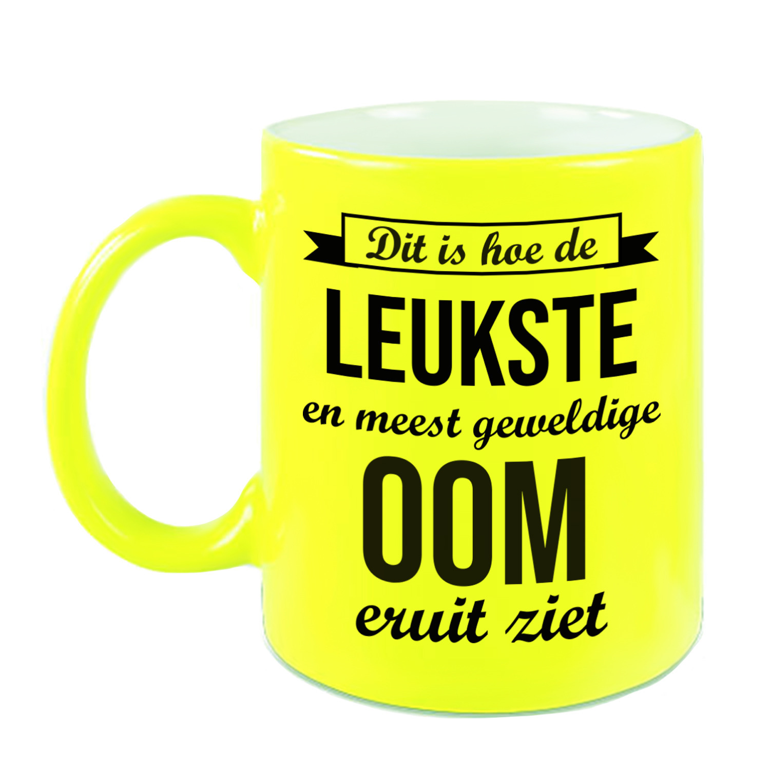 Leukste en meest geweldige oom cadeau koffiemok / theebeker neon geel 330 ml -