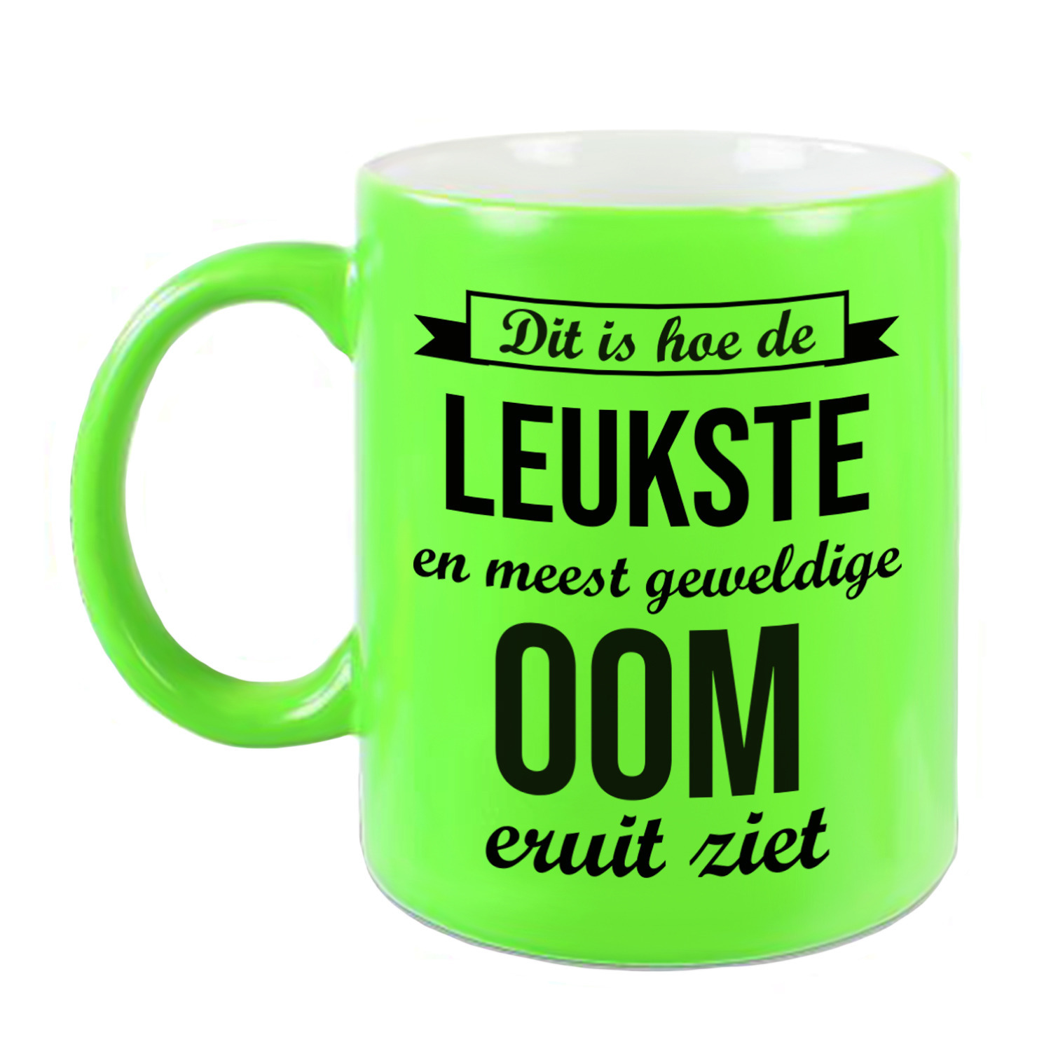 Leukste en meest geweldige oom cadeau koffiemok / theebeker neon groen 330 ml -