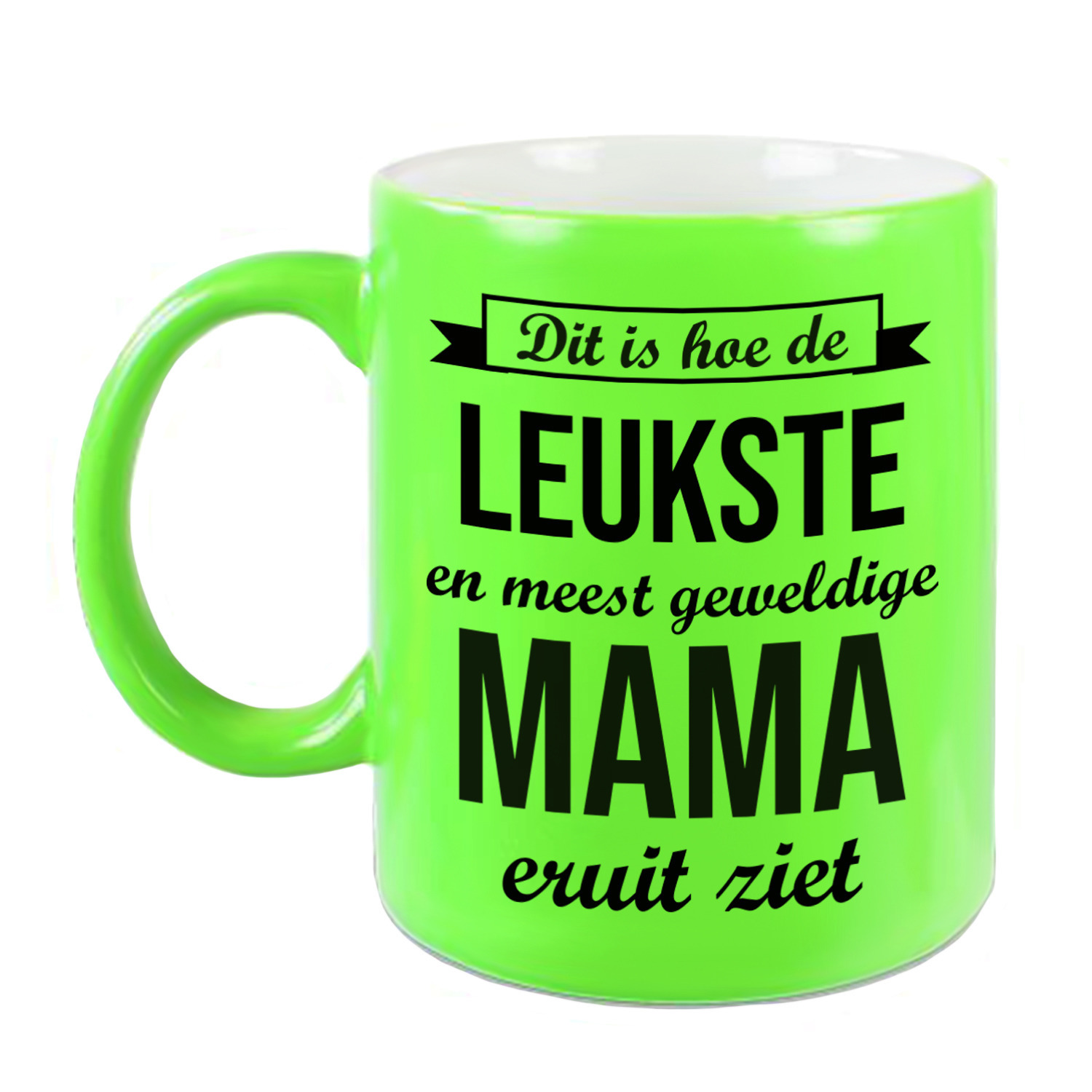 Leukste en meest geweldige mama cadeau koffiemok / theebeker neon groen 330 ml -