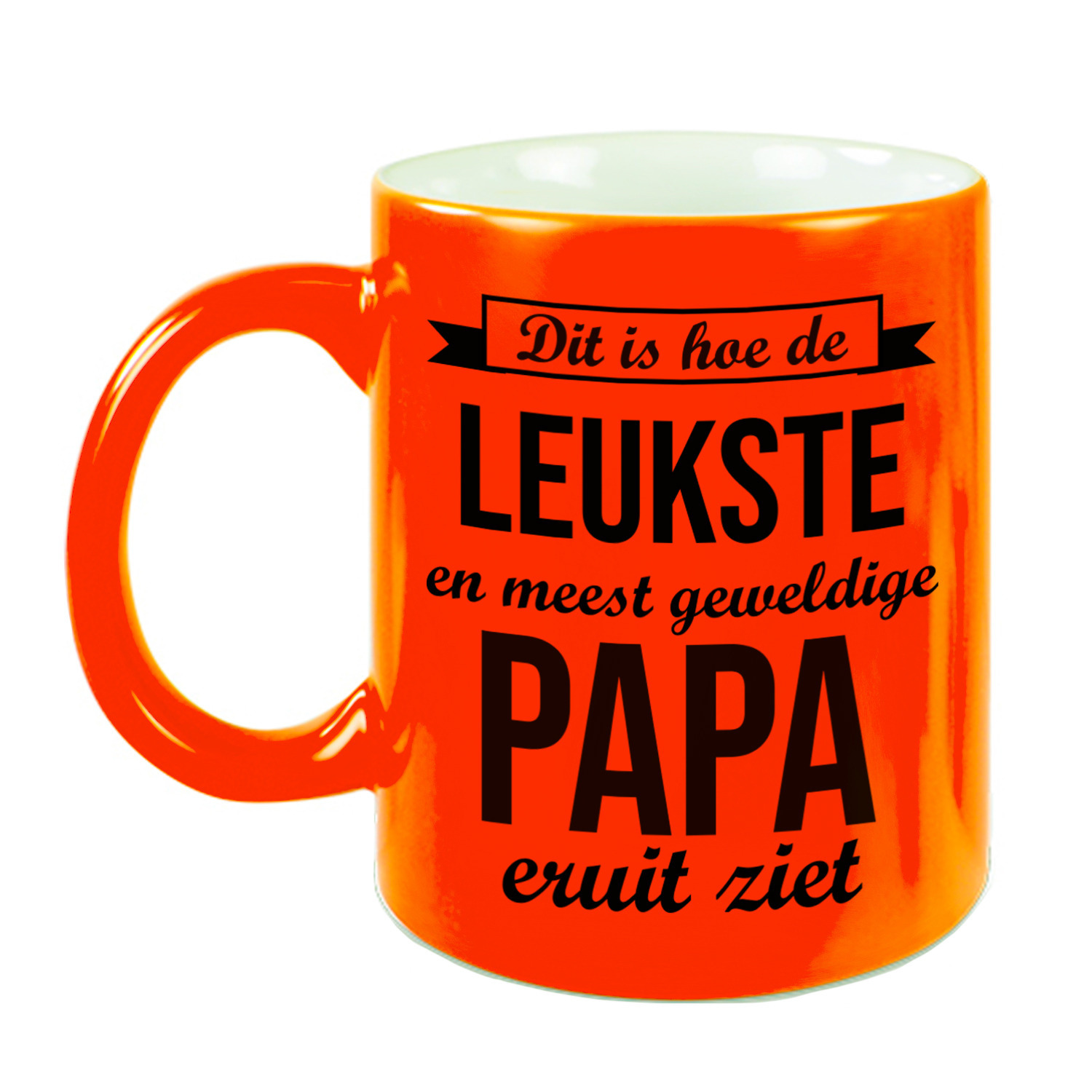 Leukste en meest geweldige papa cadeau koffiemok / theebeker neon oranje 330 ml -