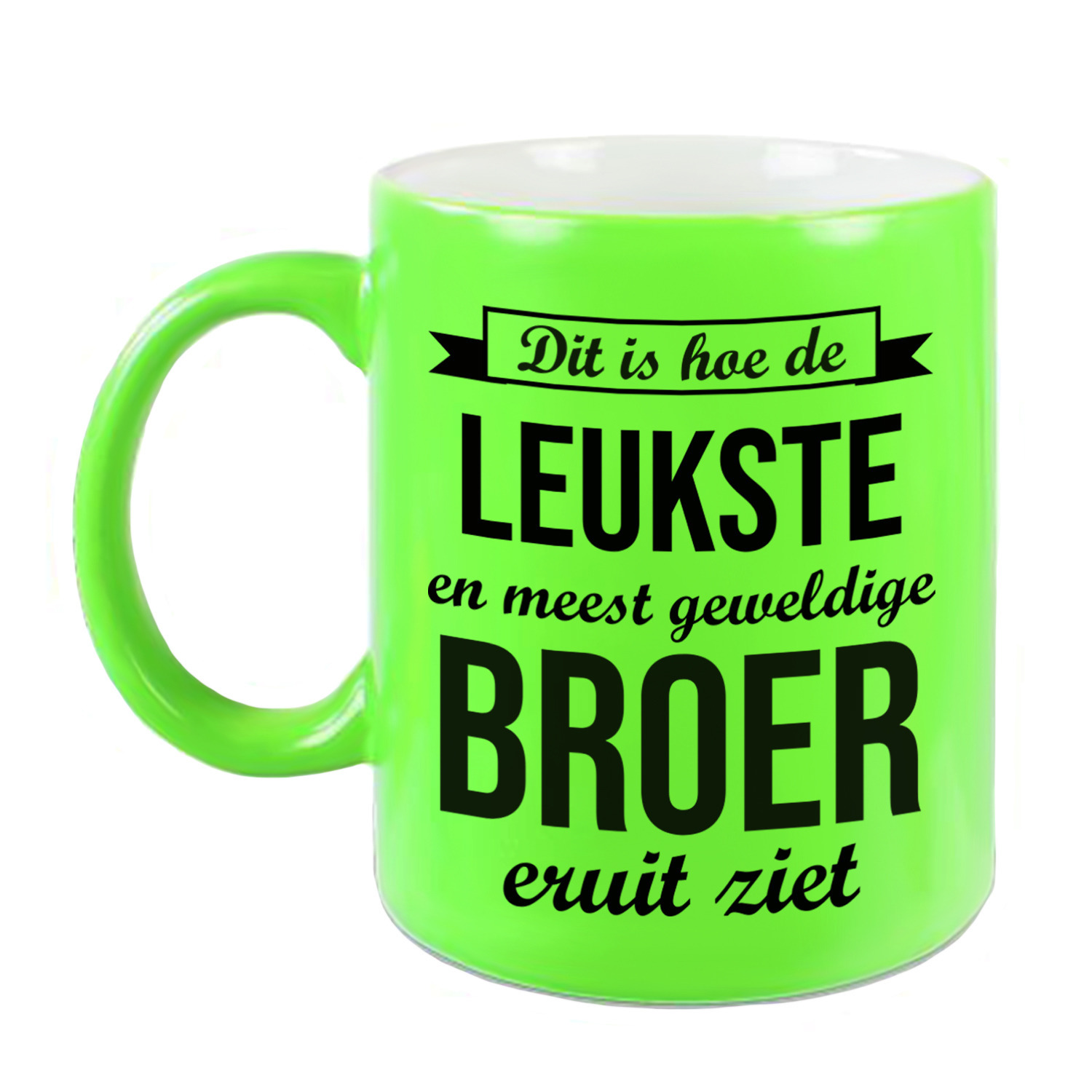 Leukste en meest geweldige broer cadeau koffiemok / theebeker neon groen 330 ml -
