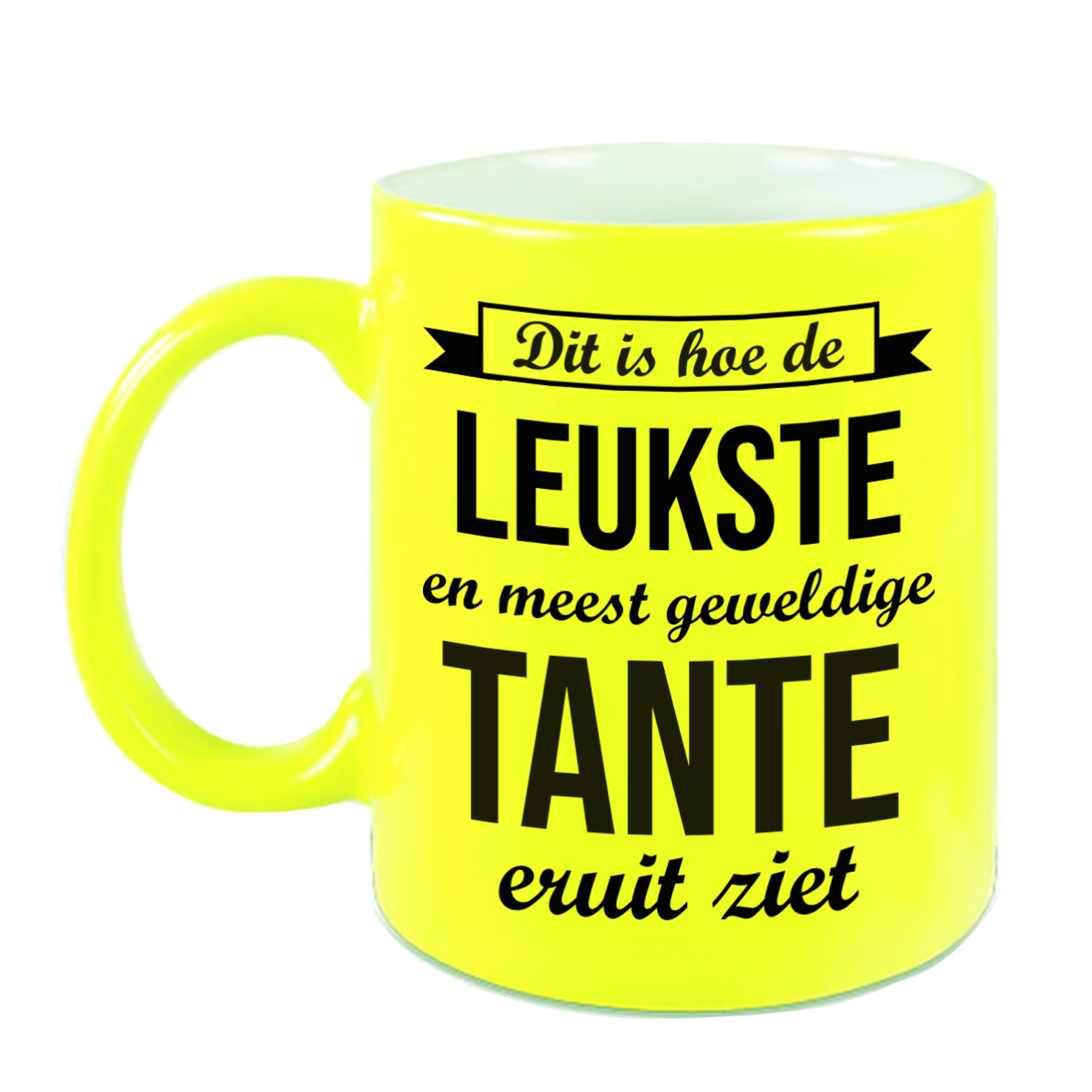 Leukste en meest geweldige tante cadeau koffiemok / theebeker neon geel 330 ml -