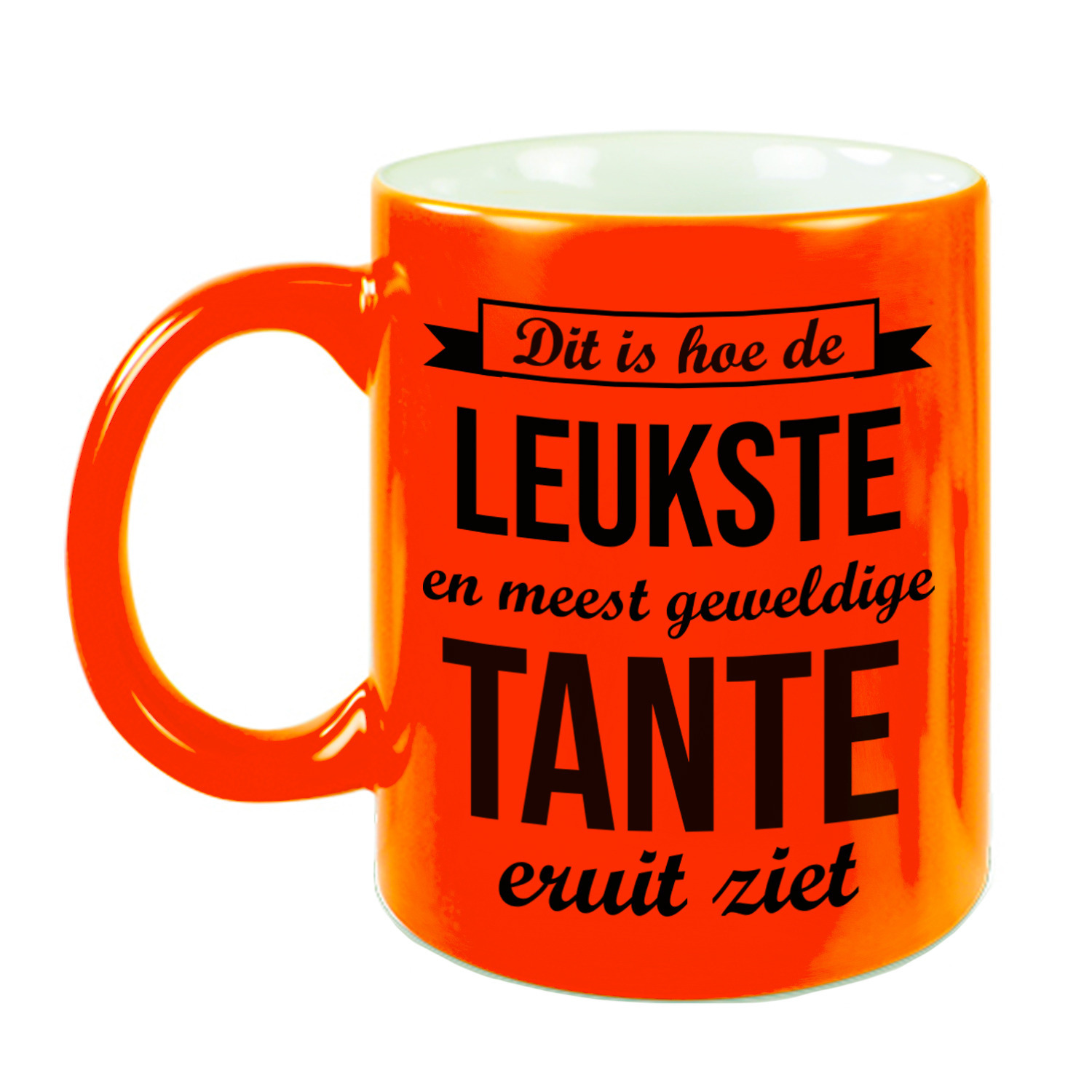 Leukste en meest geweldige tante cadeau koffiemok / theebeker neon oranje 330 ml -
