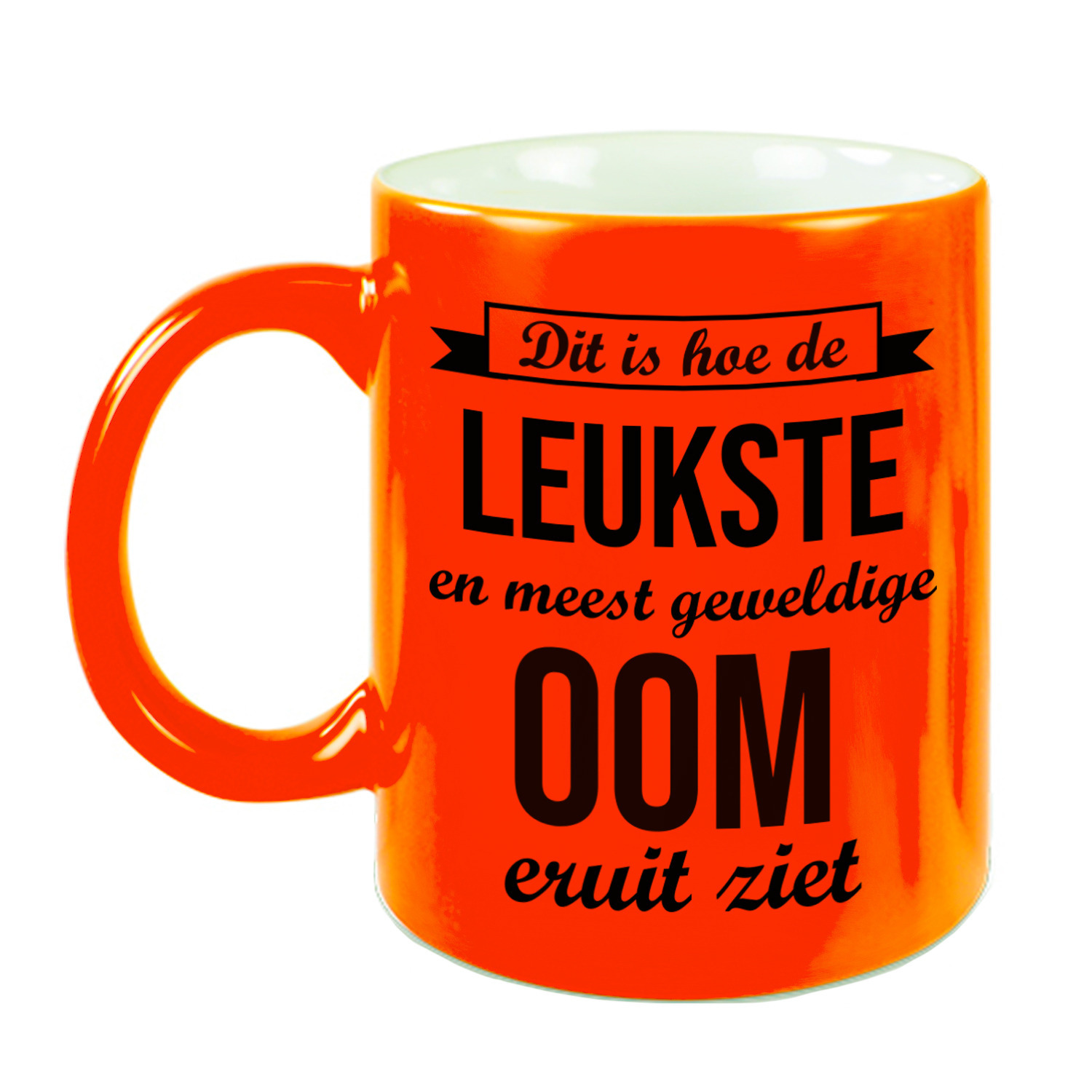 Leukste en meest geweldige oom cadeau koffiemok / theebeker neon oranje 330 ml -