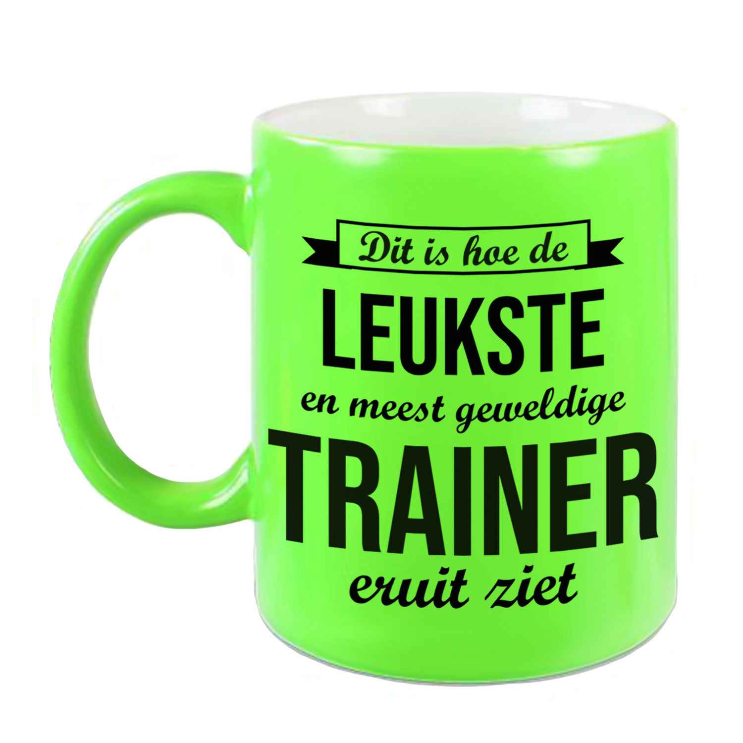 Leukste en meest geweldige trainer cadeau koffiemok / theebeker neon groen 330 ml -