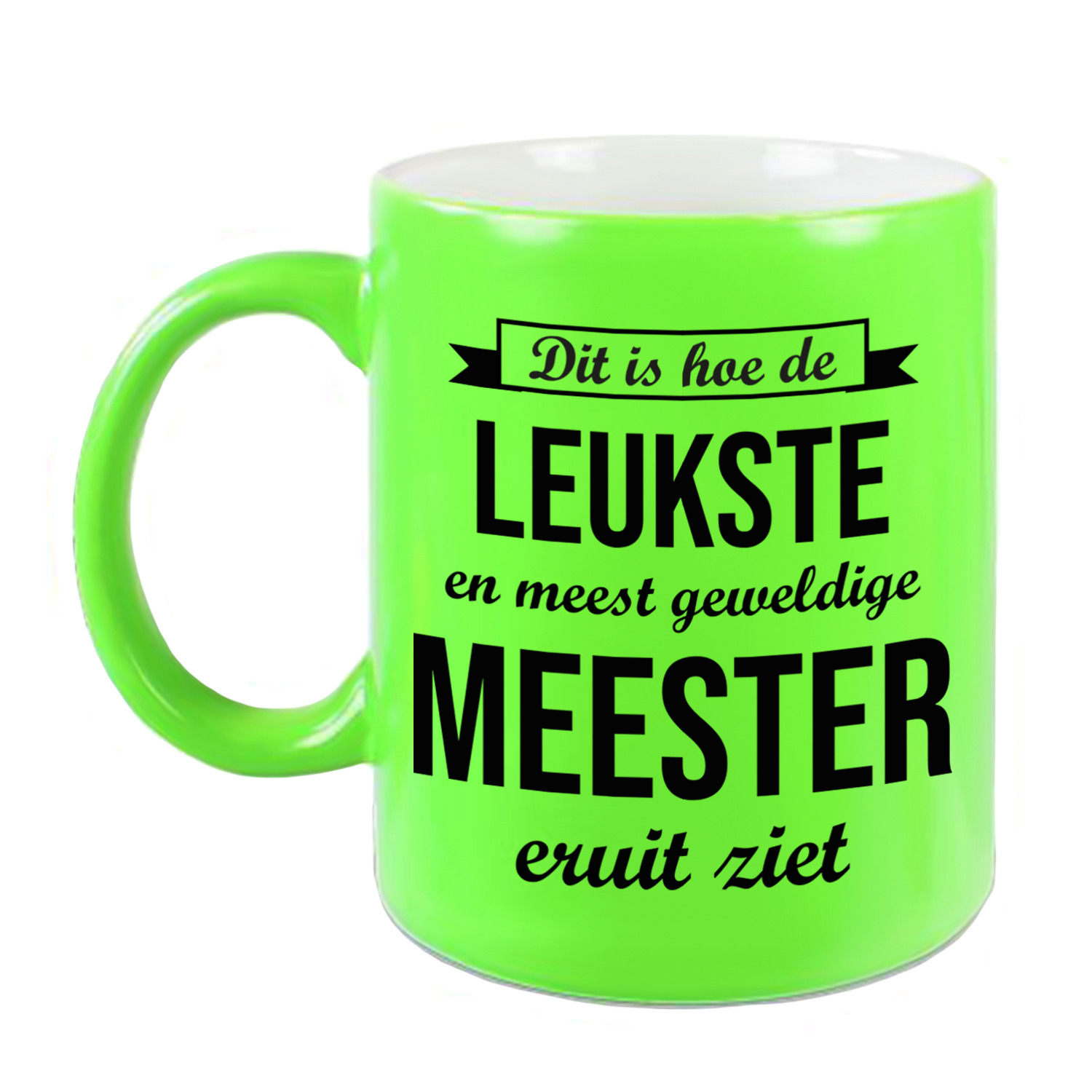 Leukste en meest geweldige meester cadeau koffiemok / theebeker neon groen 330 ml -