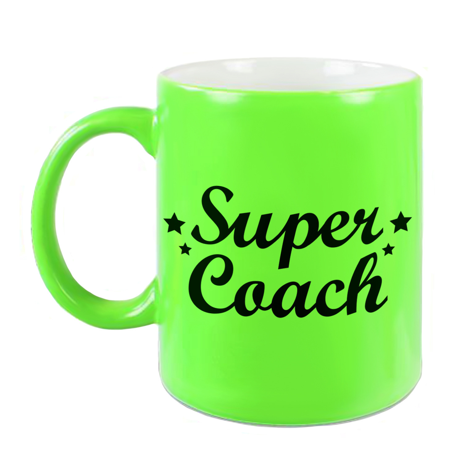 Super coach mok / beker neon groen 330 ml -