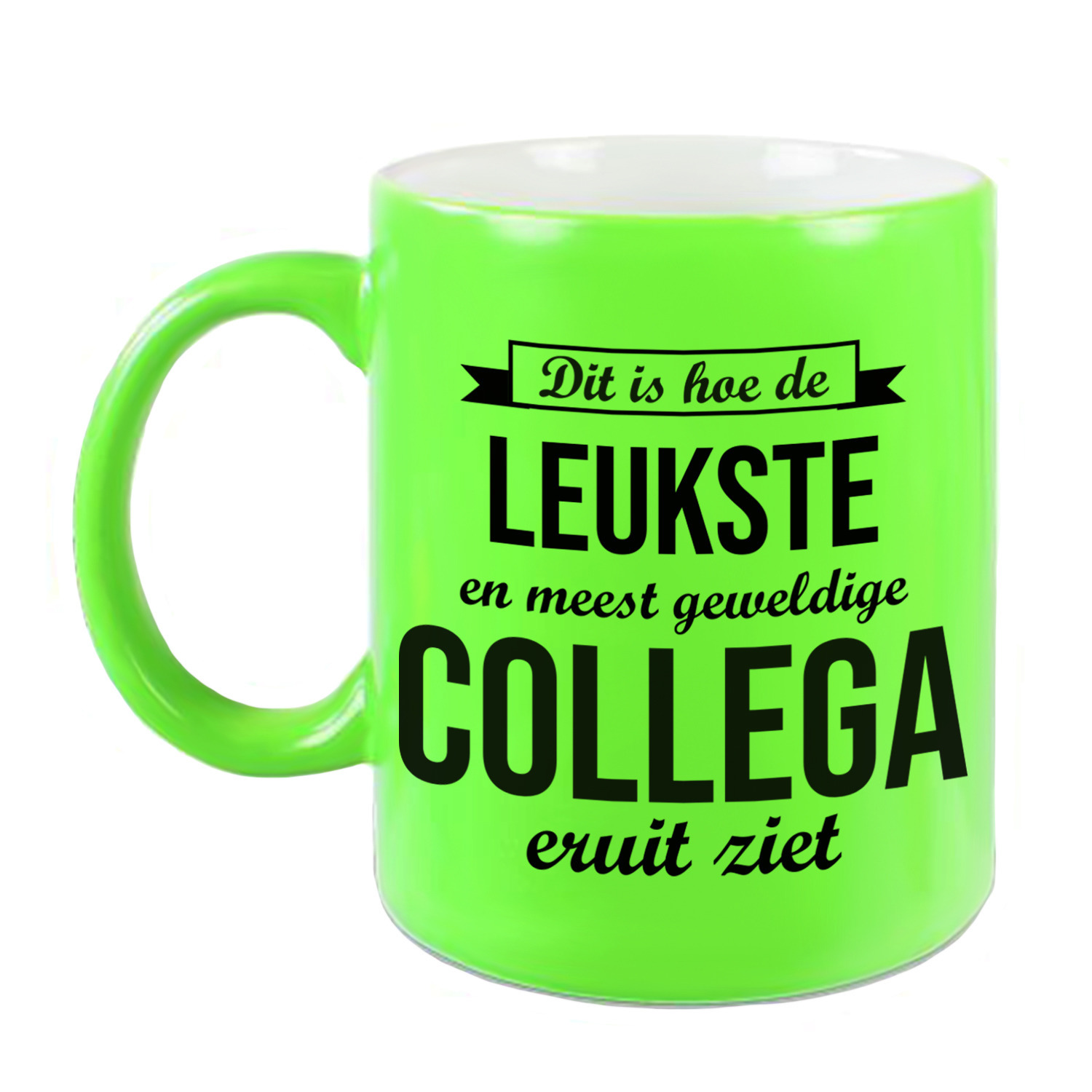Leukste en meest geweldige collega cadeau koffiemok / theebeker neon groen 330 ml -