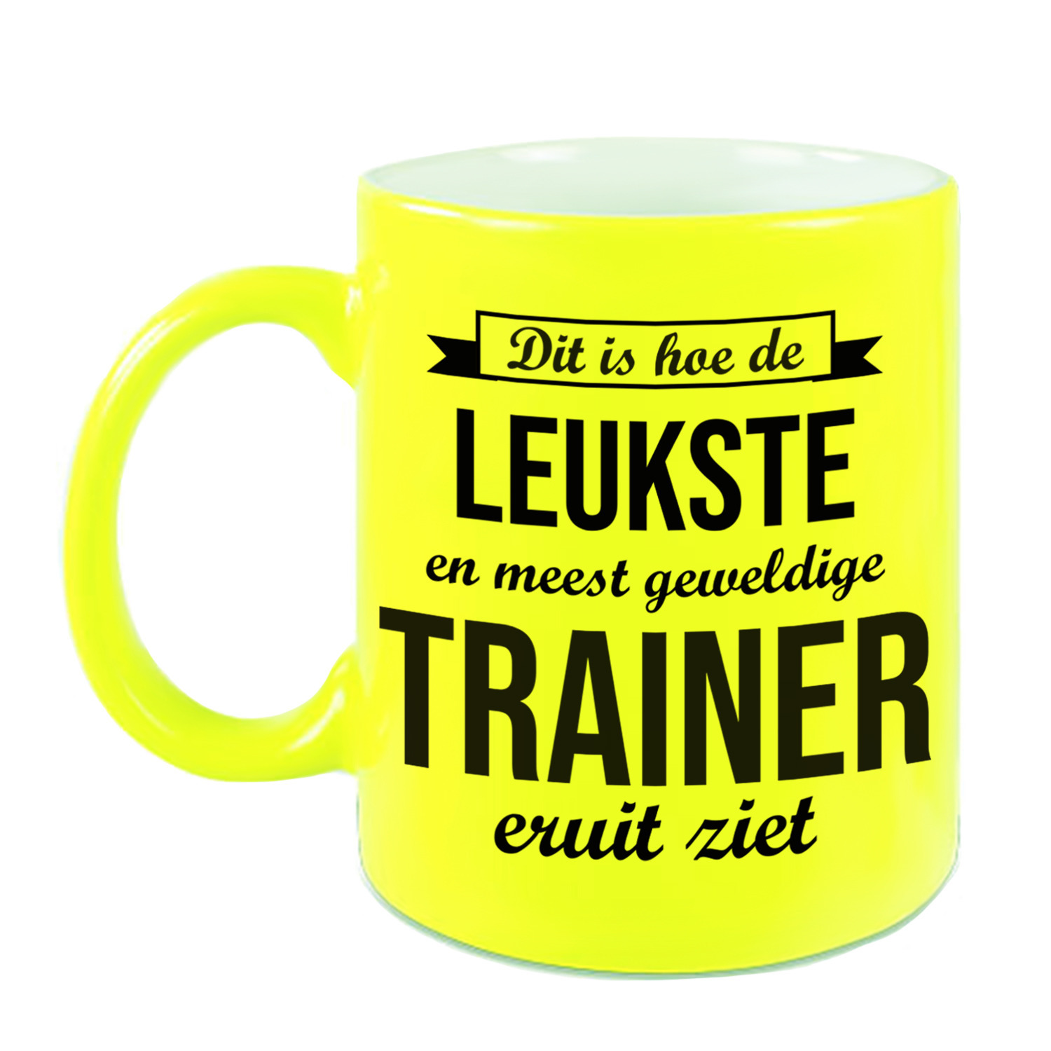 Leukste en meest geweldige trainer cadeau koffiemok / theebeker neon geel 330 ml -