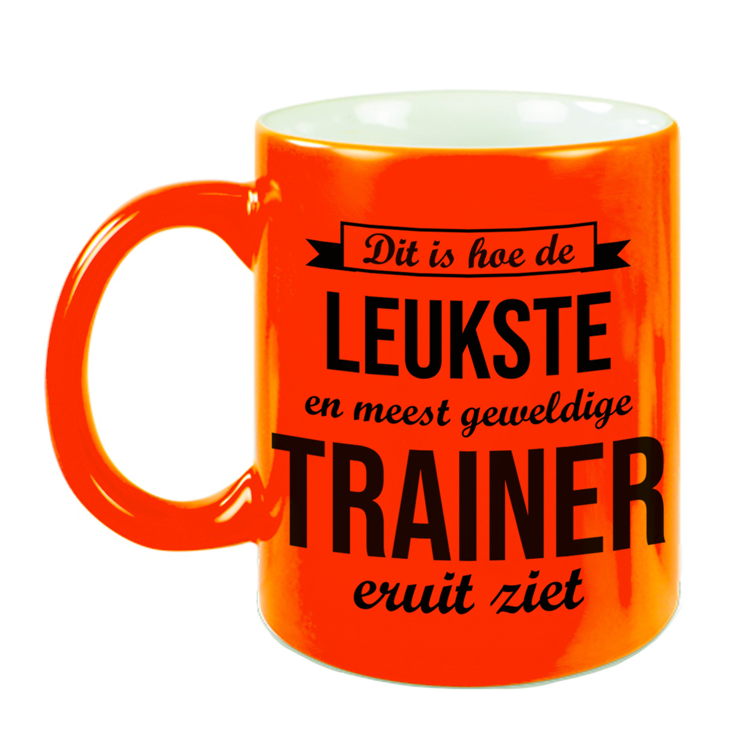 Leukste en meest geweldige trainer cadeau koffiemok / theebeker neon oranje 330 ml -