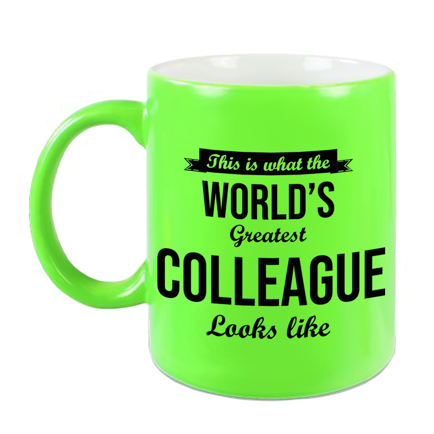 Worlds Greatest Colleague cadeau koffiemok / theebeker neon groen 330 ml -