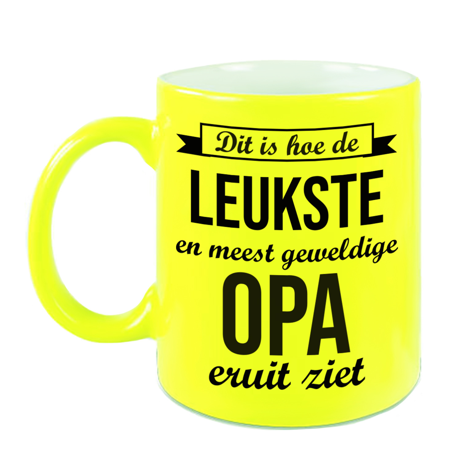 Leukste en meest geweldige opa cadeau koffiemok / theebeker neon geel 330 ml -