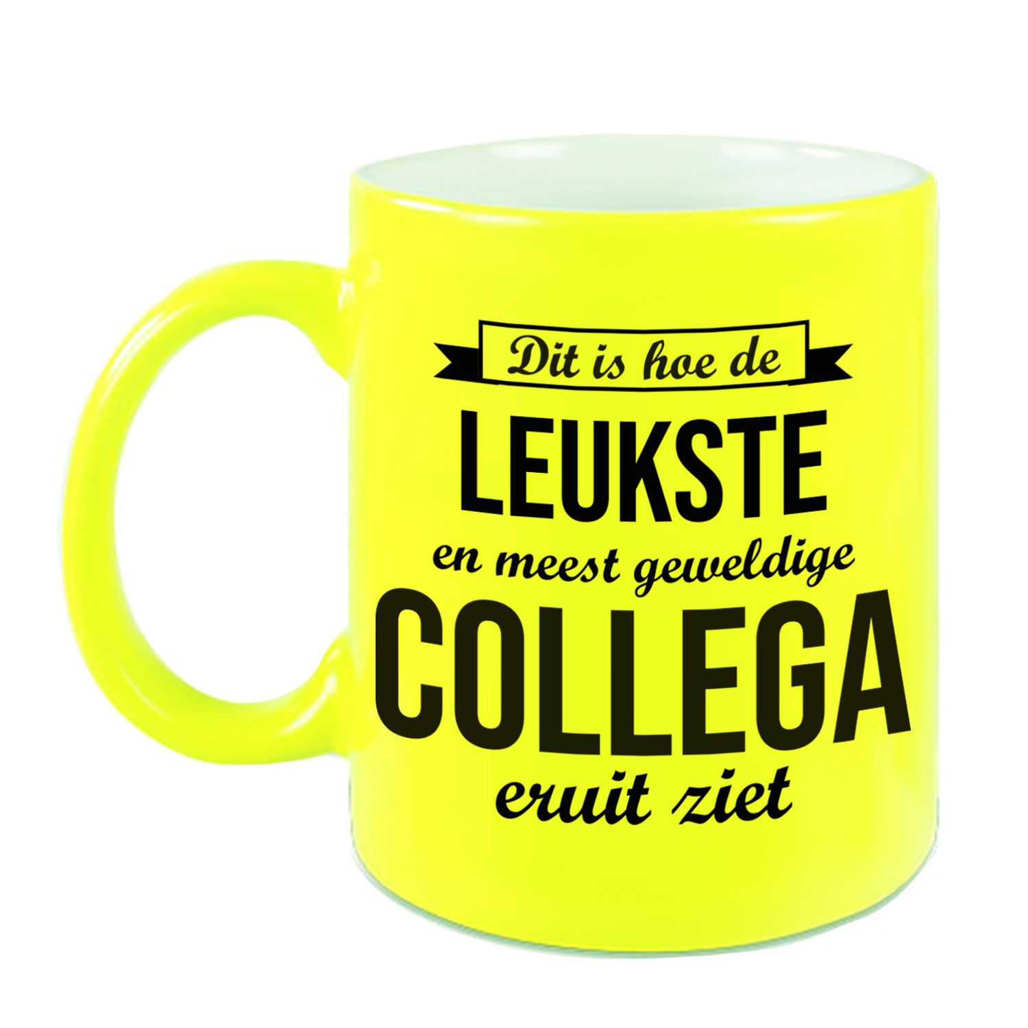 Leukste en meest geweldige collega cadeau koffiemok / theebeker neon geel 330 ml -