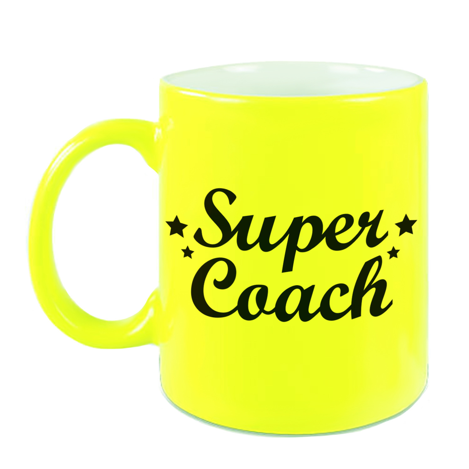 Super coach mok / beker neon geel 330 ml -